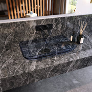 MAIDSTONE Transparent Rectangular Solid Surface Vessel Sink - Blue