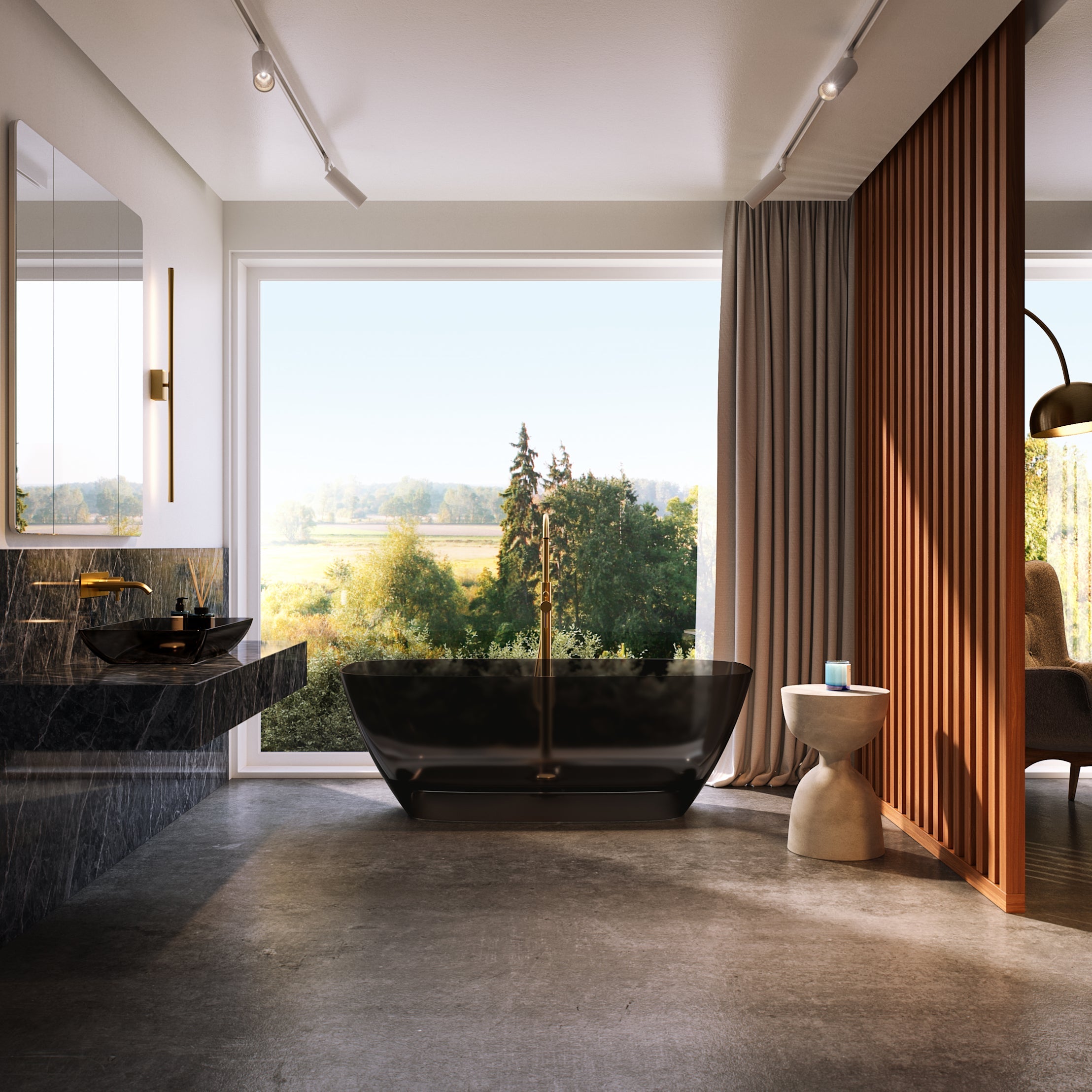 MAIDSTONE | DXV Horizon Transparent Freestanding Solid Surface Tub