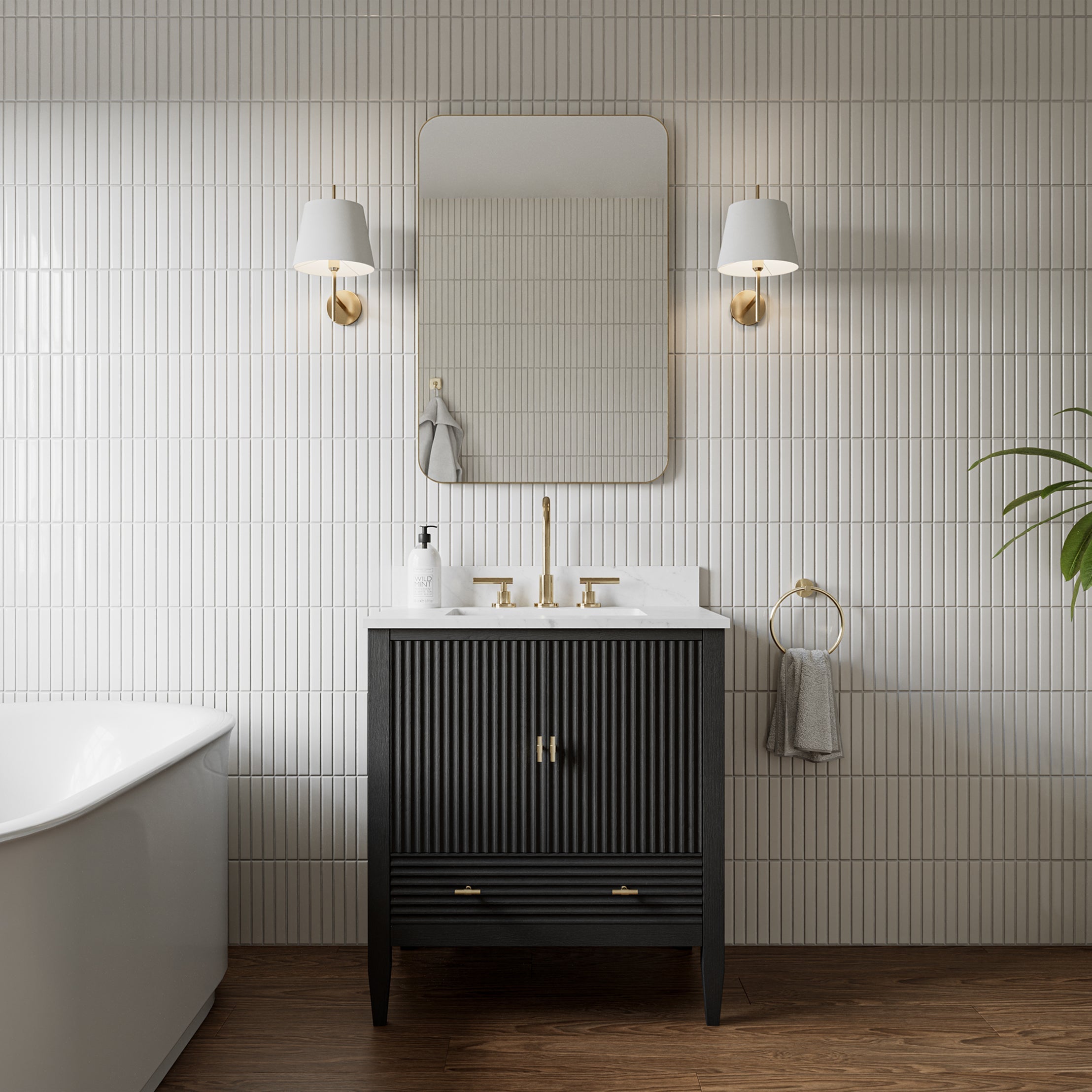 MAIDSTONE Valmont 30 Inch Fluted Vanity Base