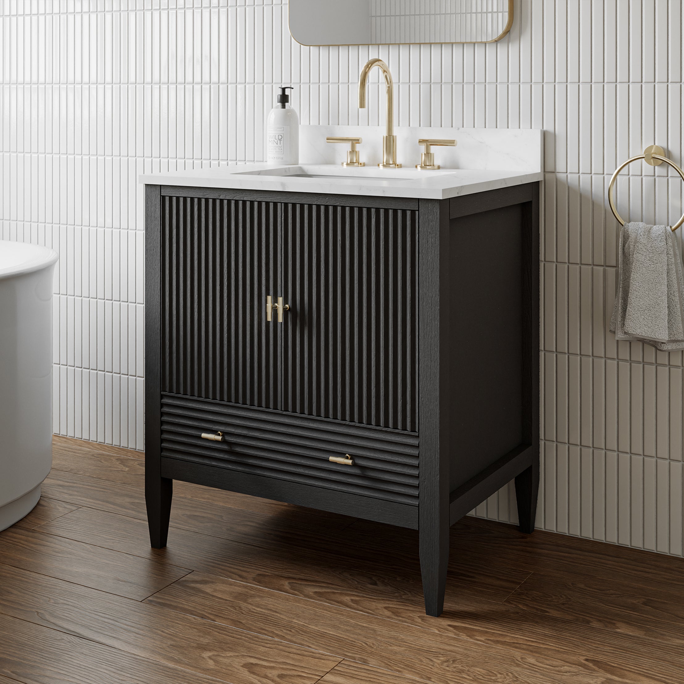 MAIDSTONE Valmont 30 Inch Fluted Vanity Base