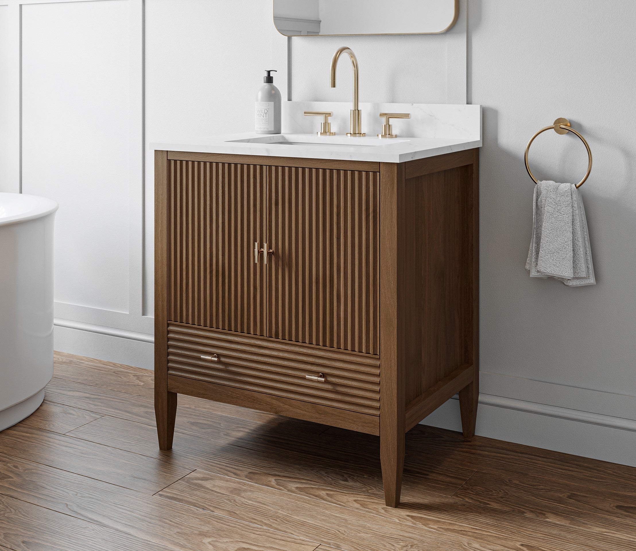 MAIDSTONE Valmont 30 Inch Fluted Vanity Base