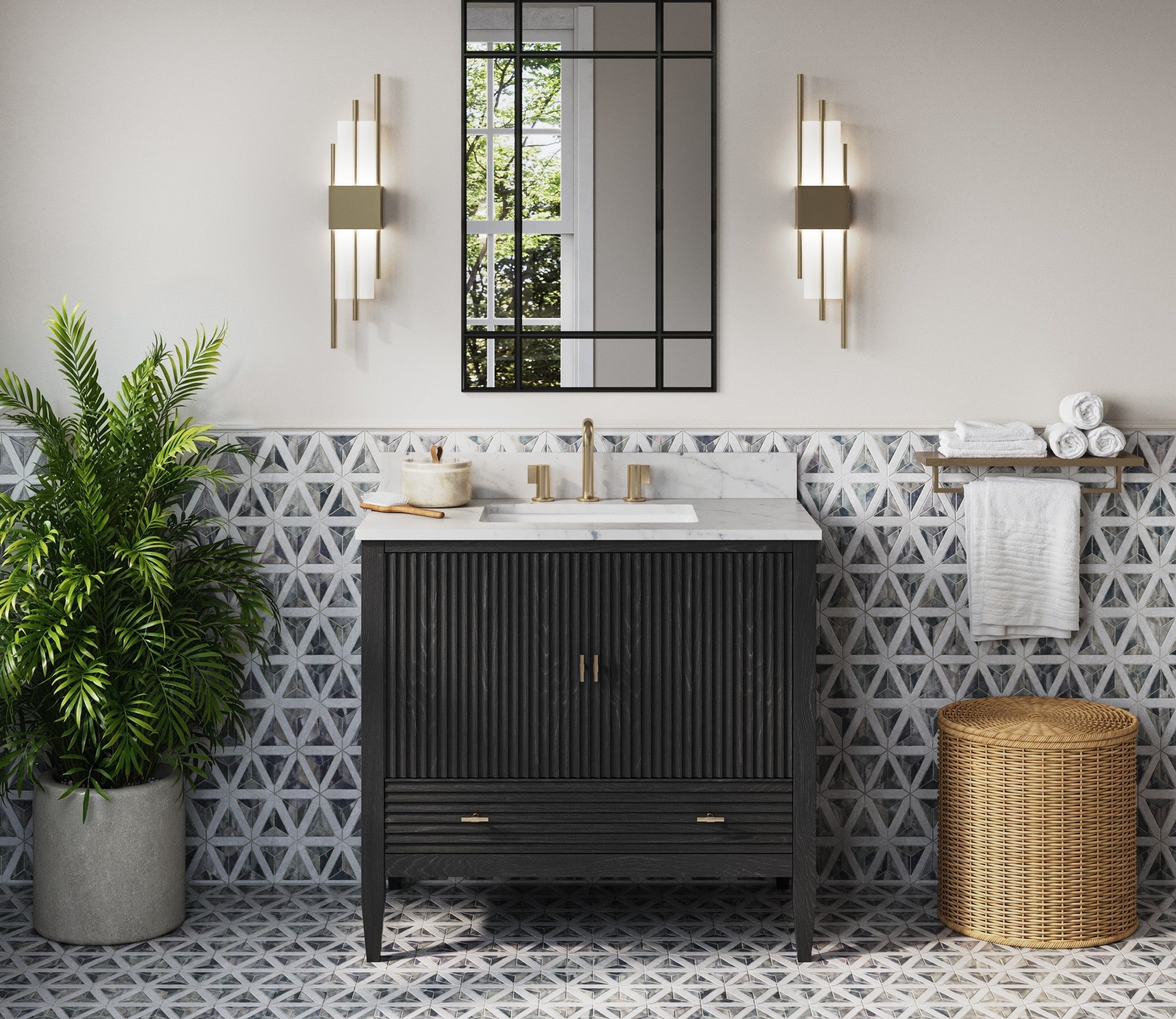 MAIDSTONE Valmont 36 Inch Fluted Vanity Base