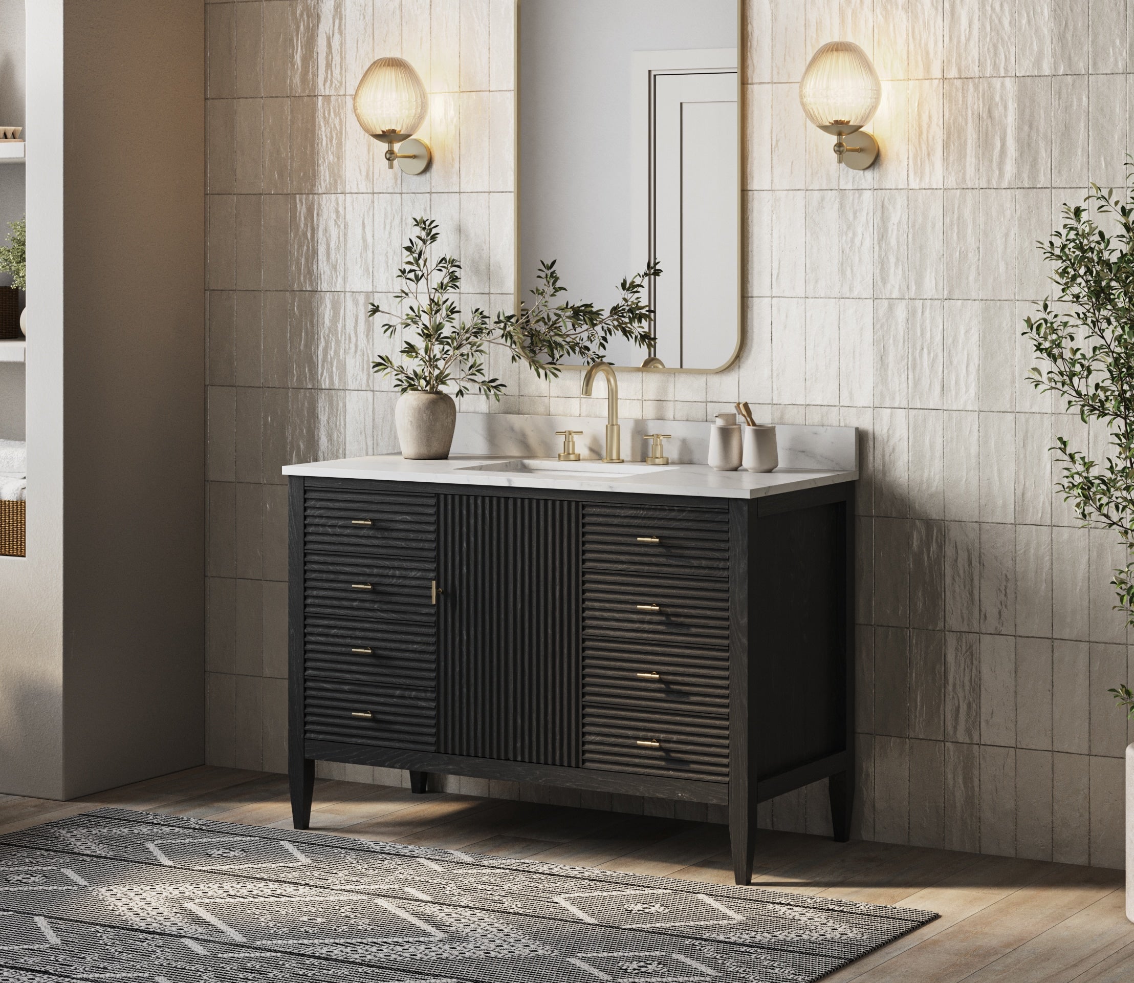 MAIDSTONE Valmont 48 Inch Fluted Vanity Base