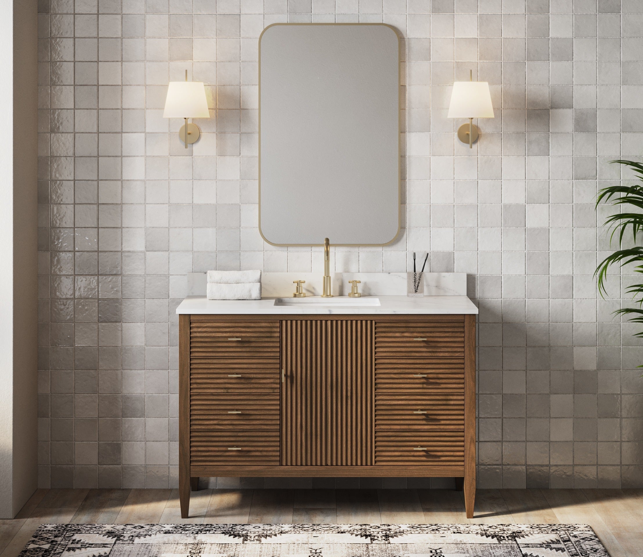 MAIDSTONE Valmont 48 Inch Fluted Vanity Base