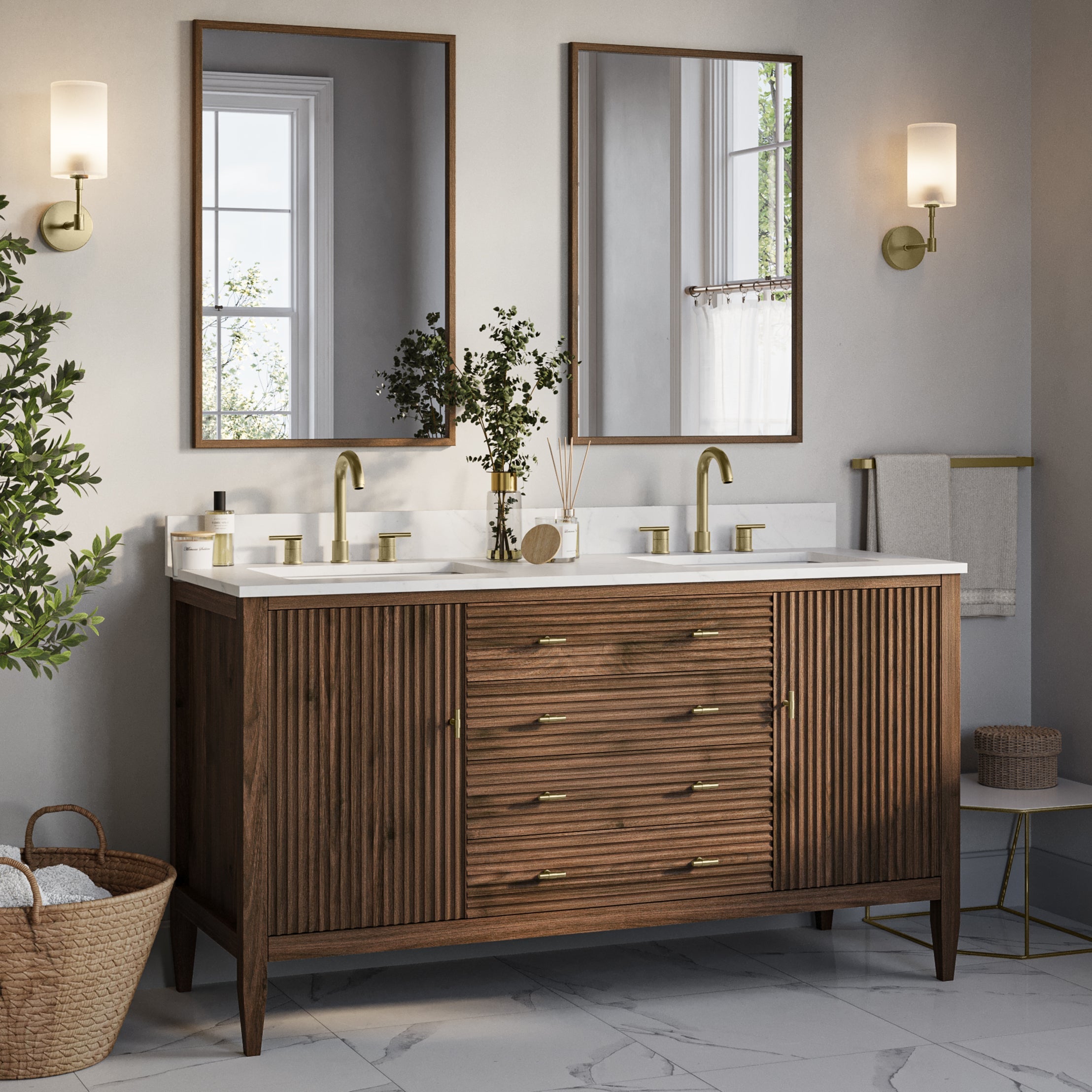 MAIDSTONE Valmont 60 Inch Fluted Vanity Base