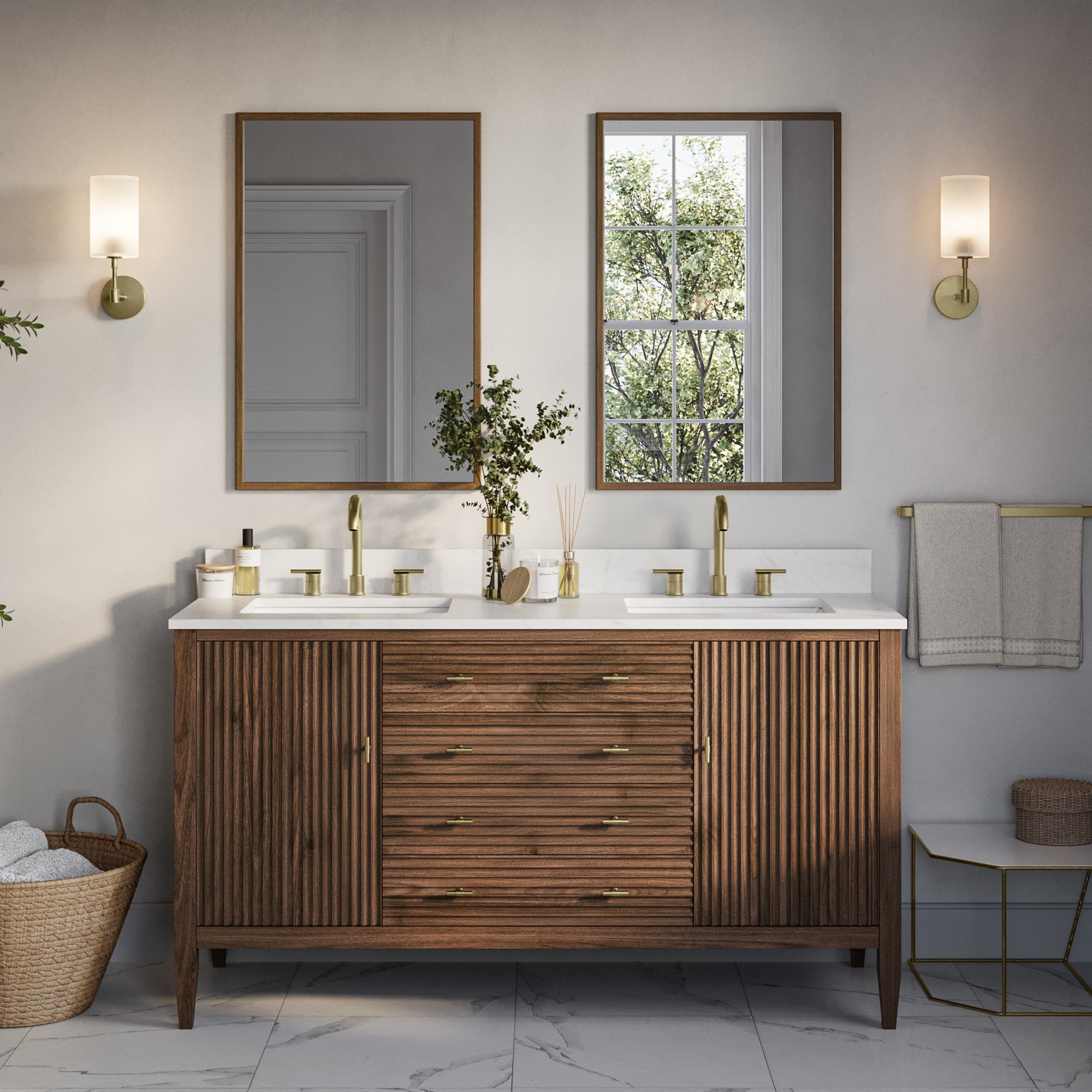MAIDSTONE Valmont 60 Inch Fluted Vanity Base