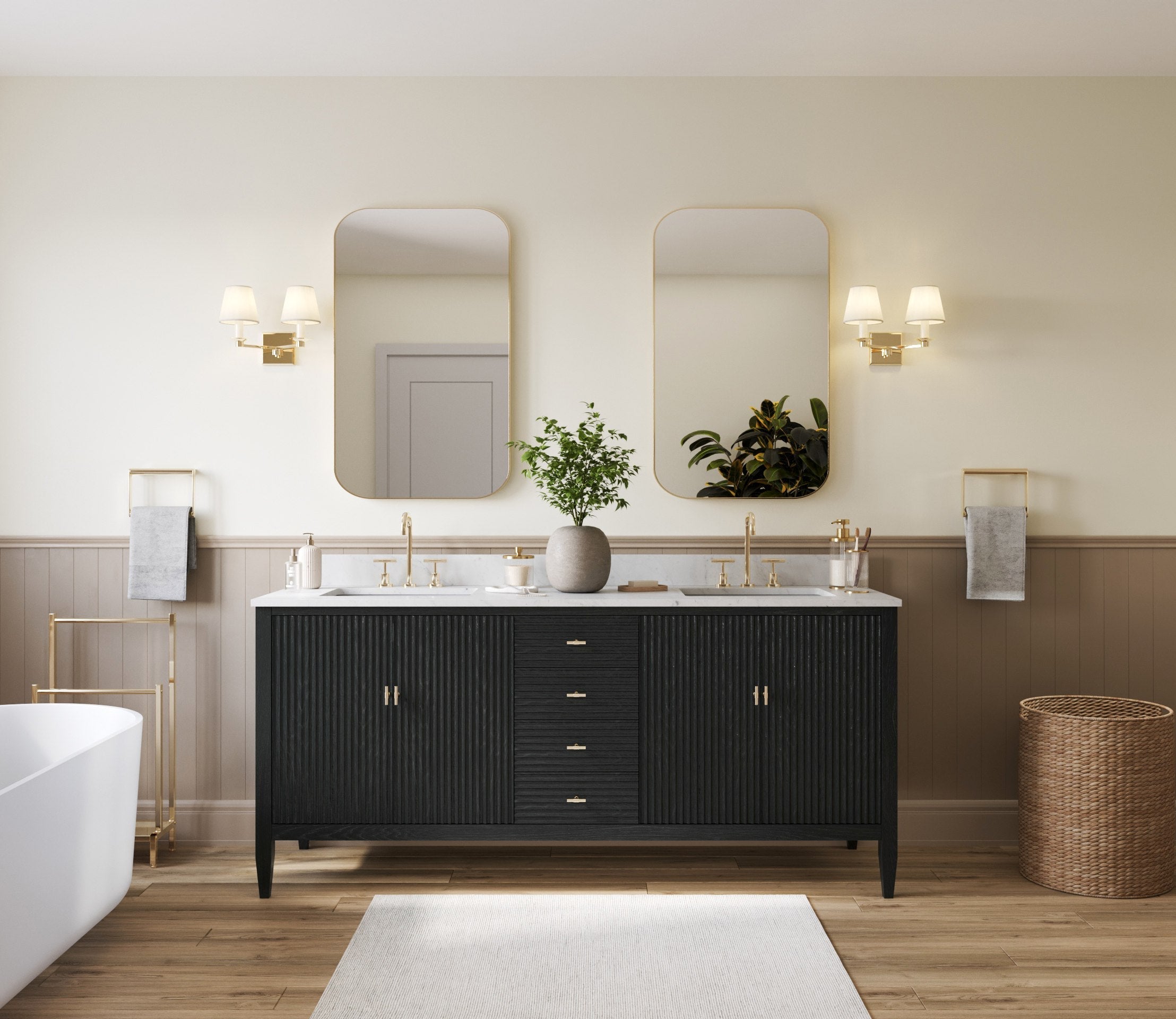 MAIDSTONE Valmont 72 Inch Fluted Vanity Base