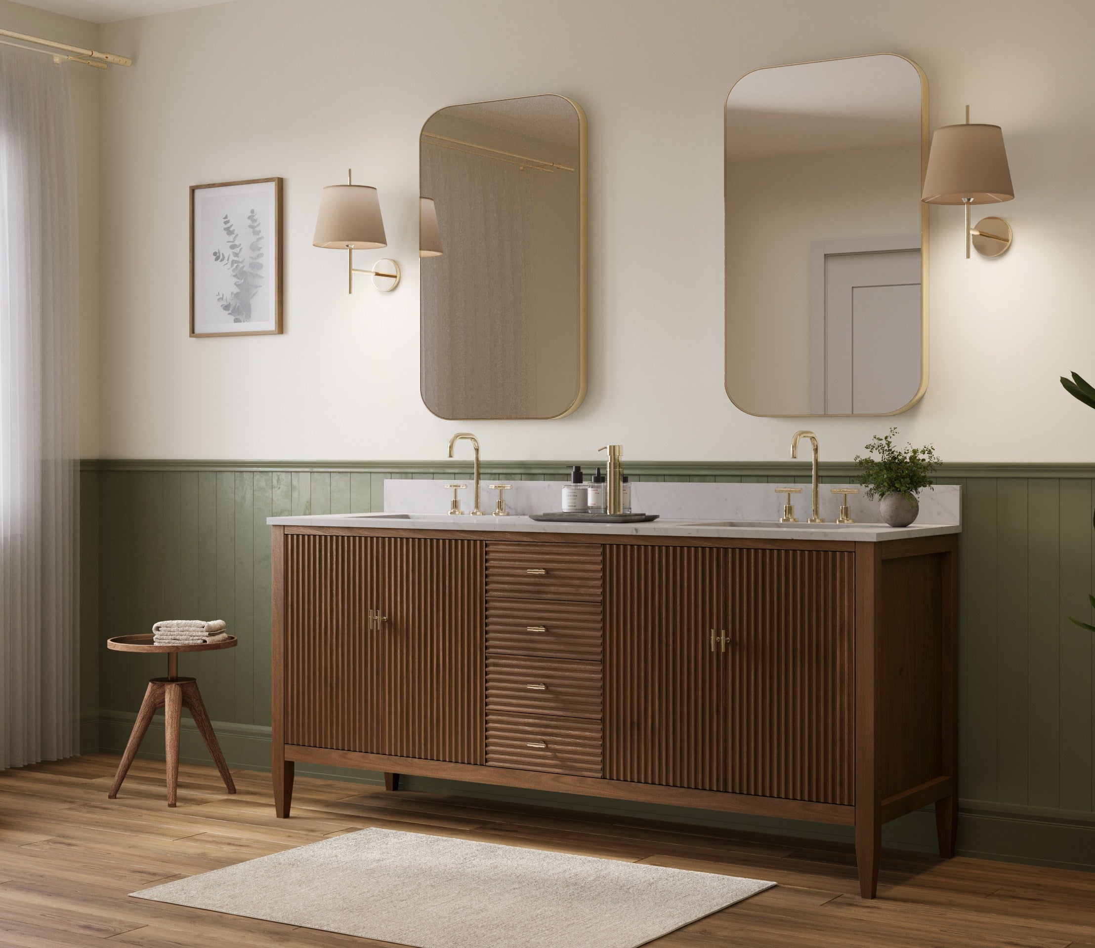 MAIDSTONE Valmont 72 Inch Fluted Vanity Base