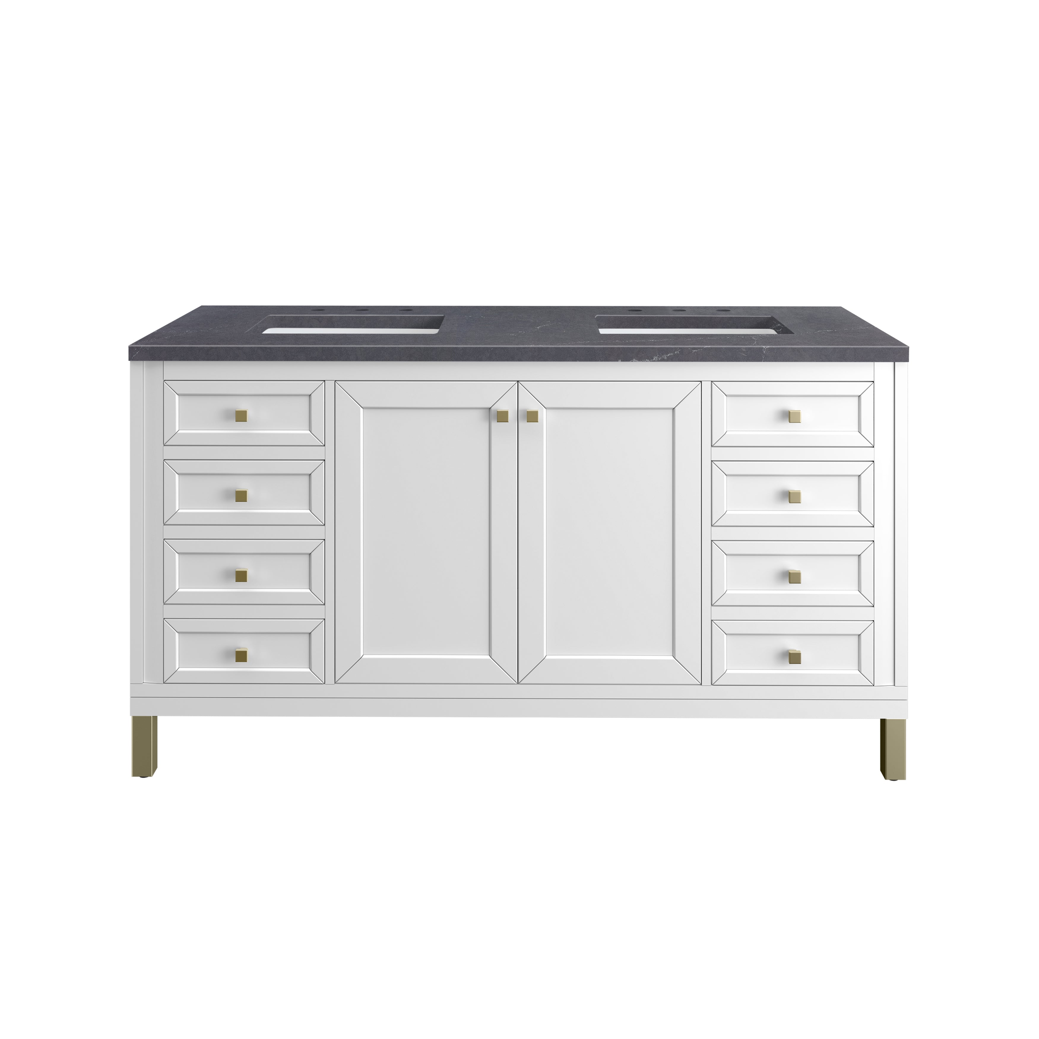 James Martin Chicago 60" Double Vanity in Glossy White with 3cm Countertop