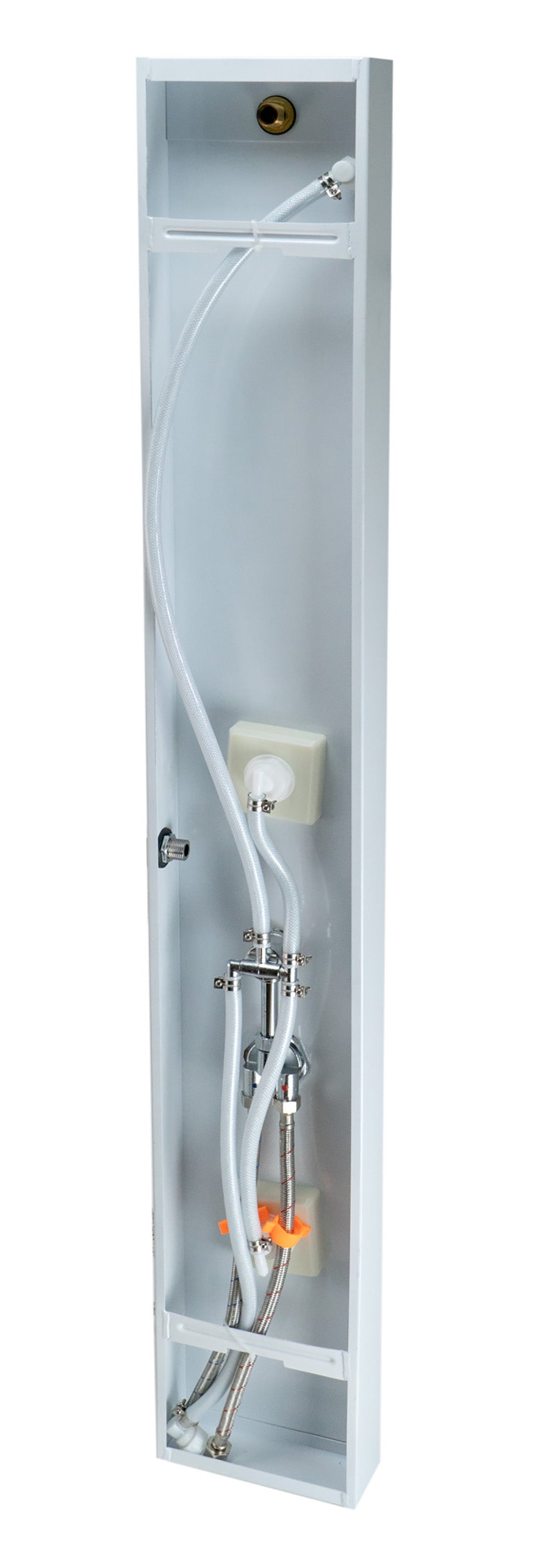 ALFI brand  ABSP60W White Aluminum Shower Panel with 2 Body Sprays and Rain Shower Head