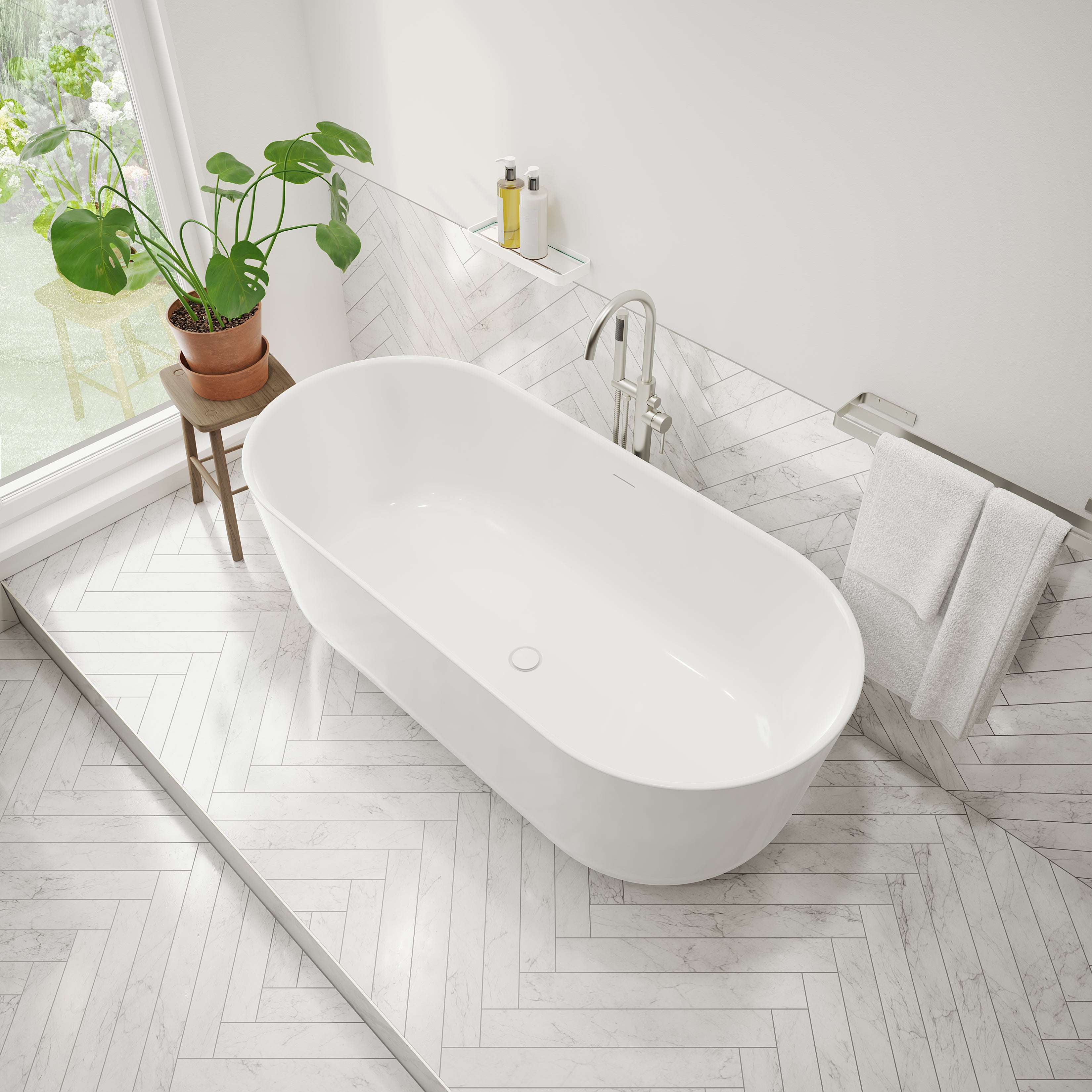 Maax Malindi 67 x 30 Acrylic Freestanding Oval Center Drain Bathtub