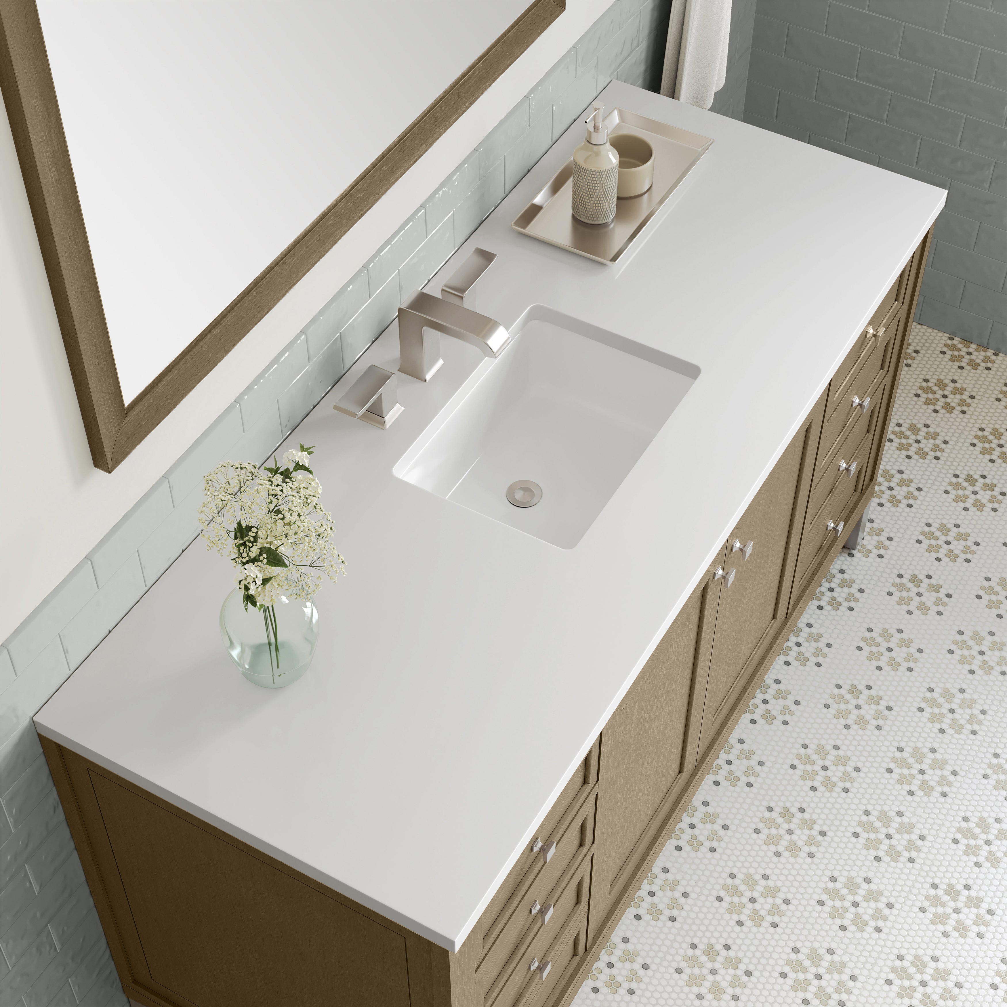 James Martin Chicago 60" Single Vanity in Walnut Whisper with 3cm Countertop