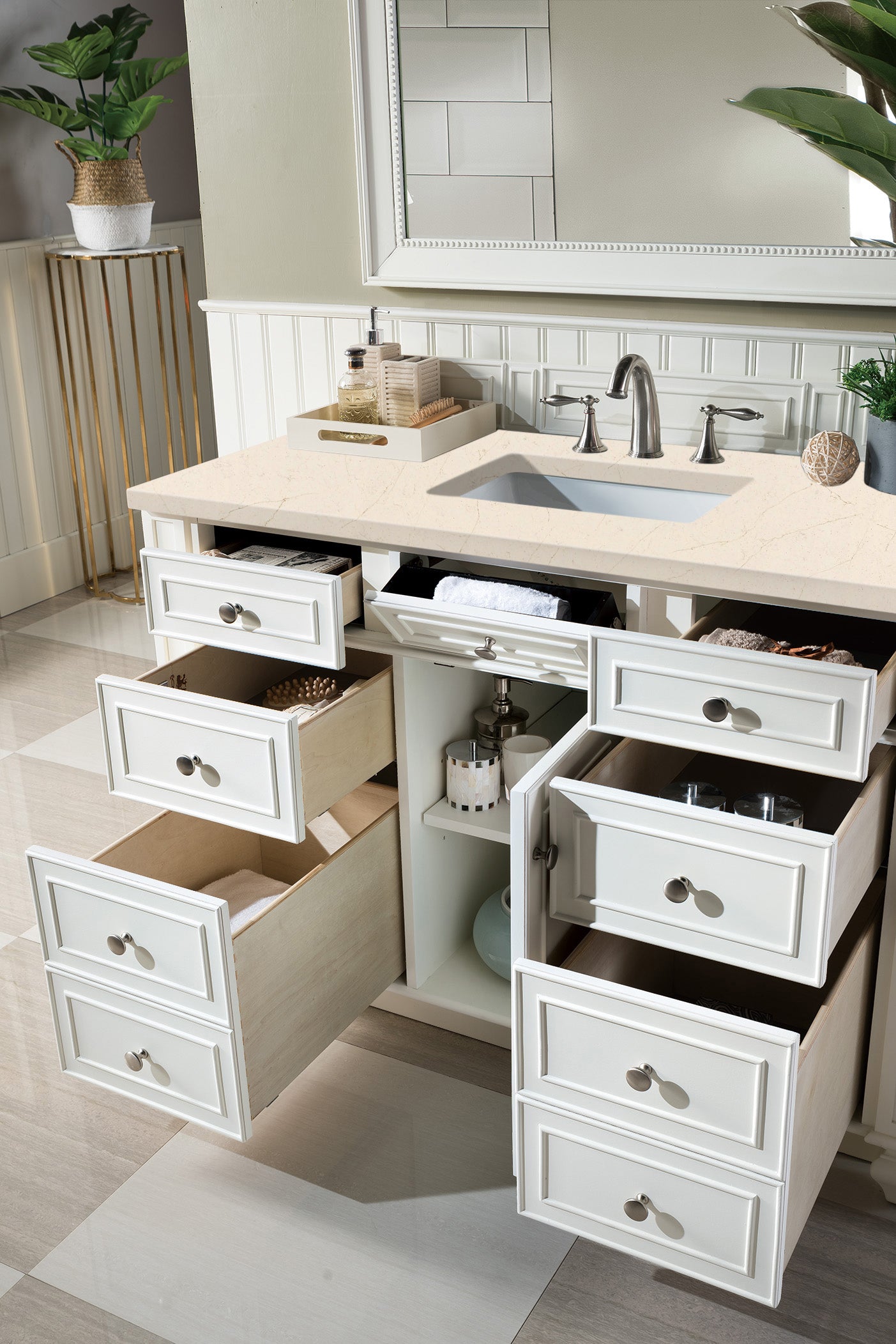 James Martin Bristol 48" Single Vanity in Bright White with 3cm Countertop