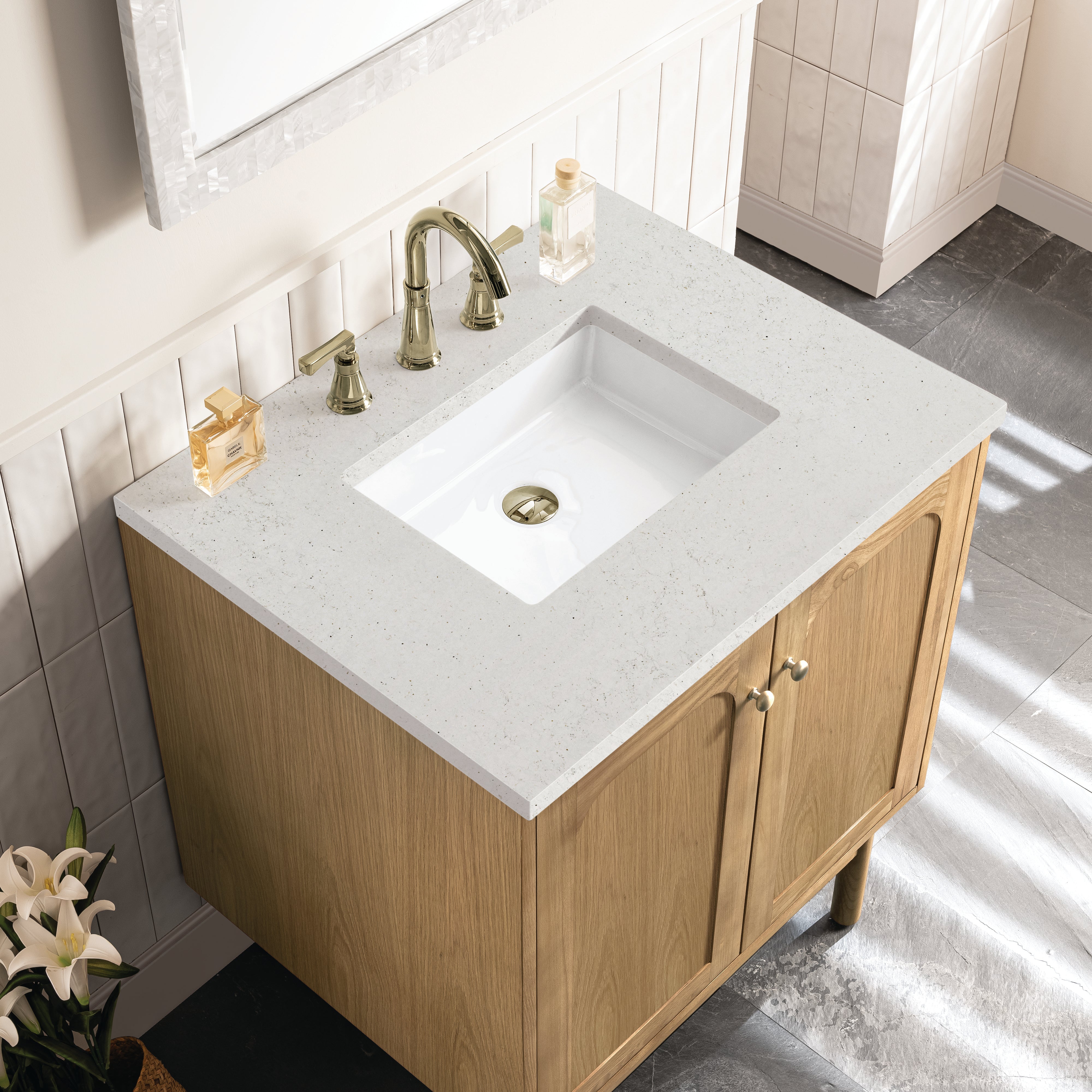James Martin Laurent 30" Single Vanity in Light Natural Oak with 3cm Countertop