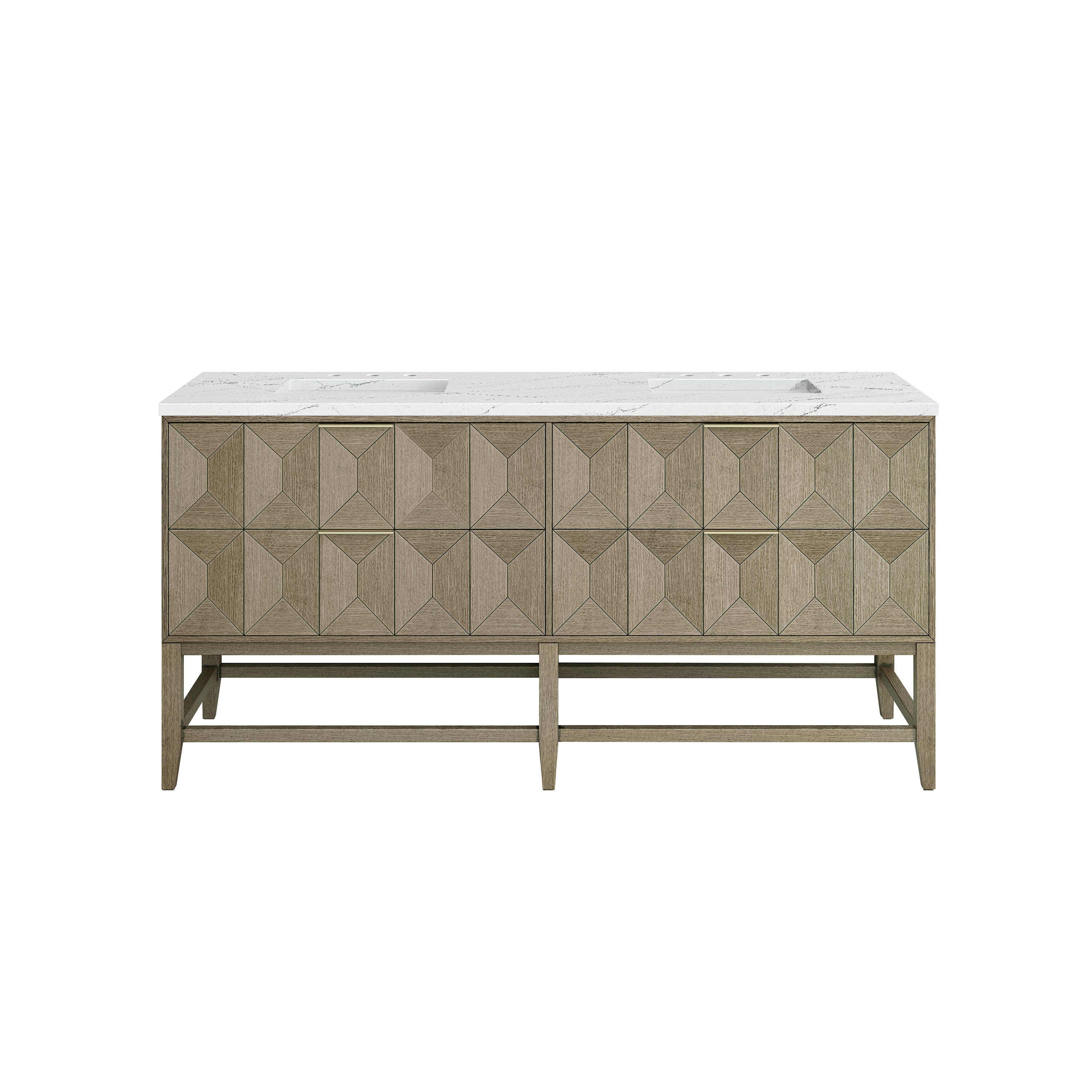 James Martin Emmeline 72" Double Vanity in Pebble Oak with 3cm Countertop