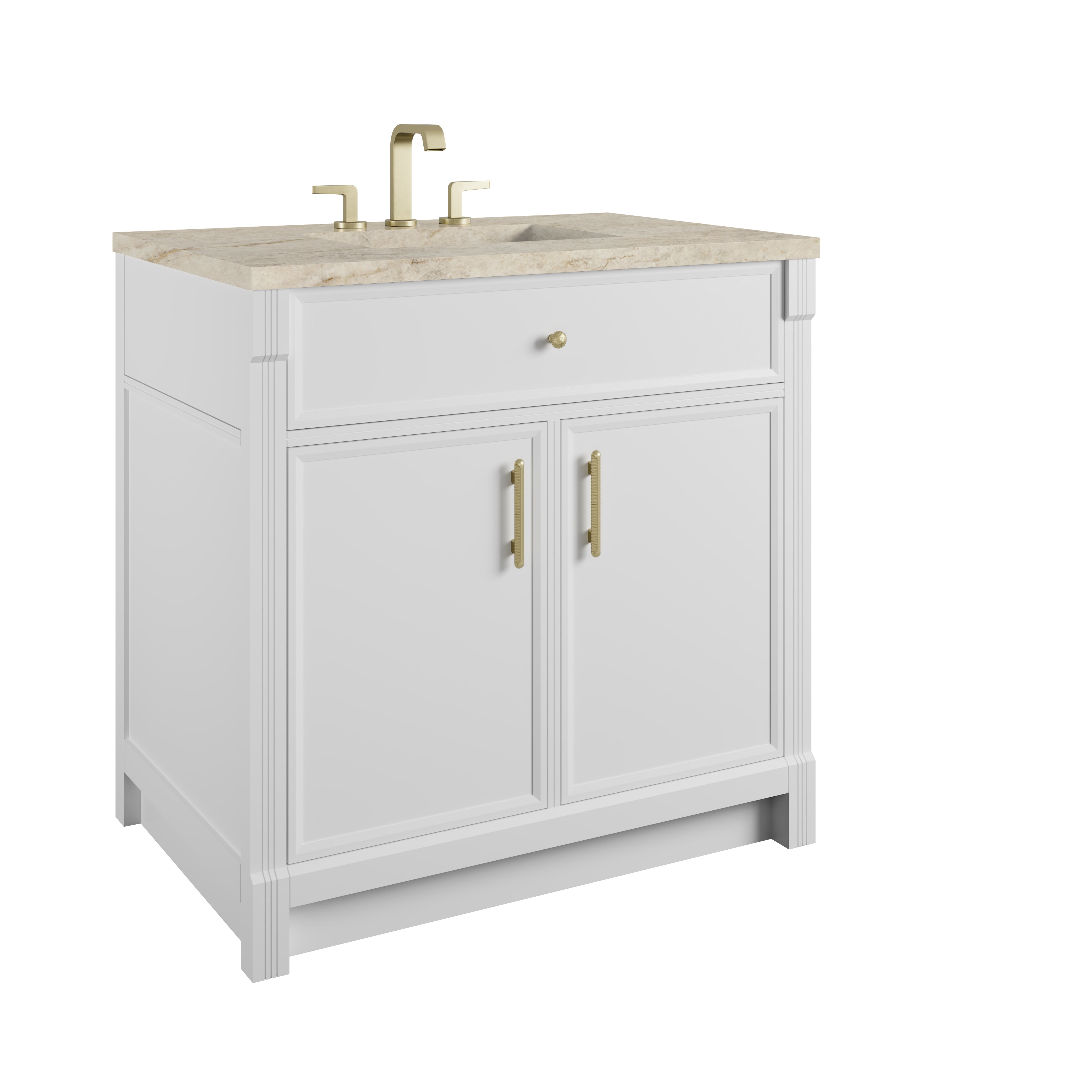 James Martin Bellshire 36" Single Vanity in Bright White with 3cm Countertop