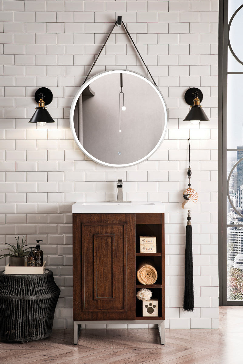 Alicante 24" Single Vanity with White Glossy Composite Stone Top