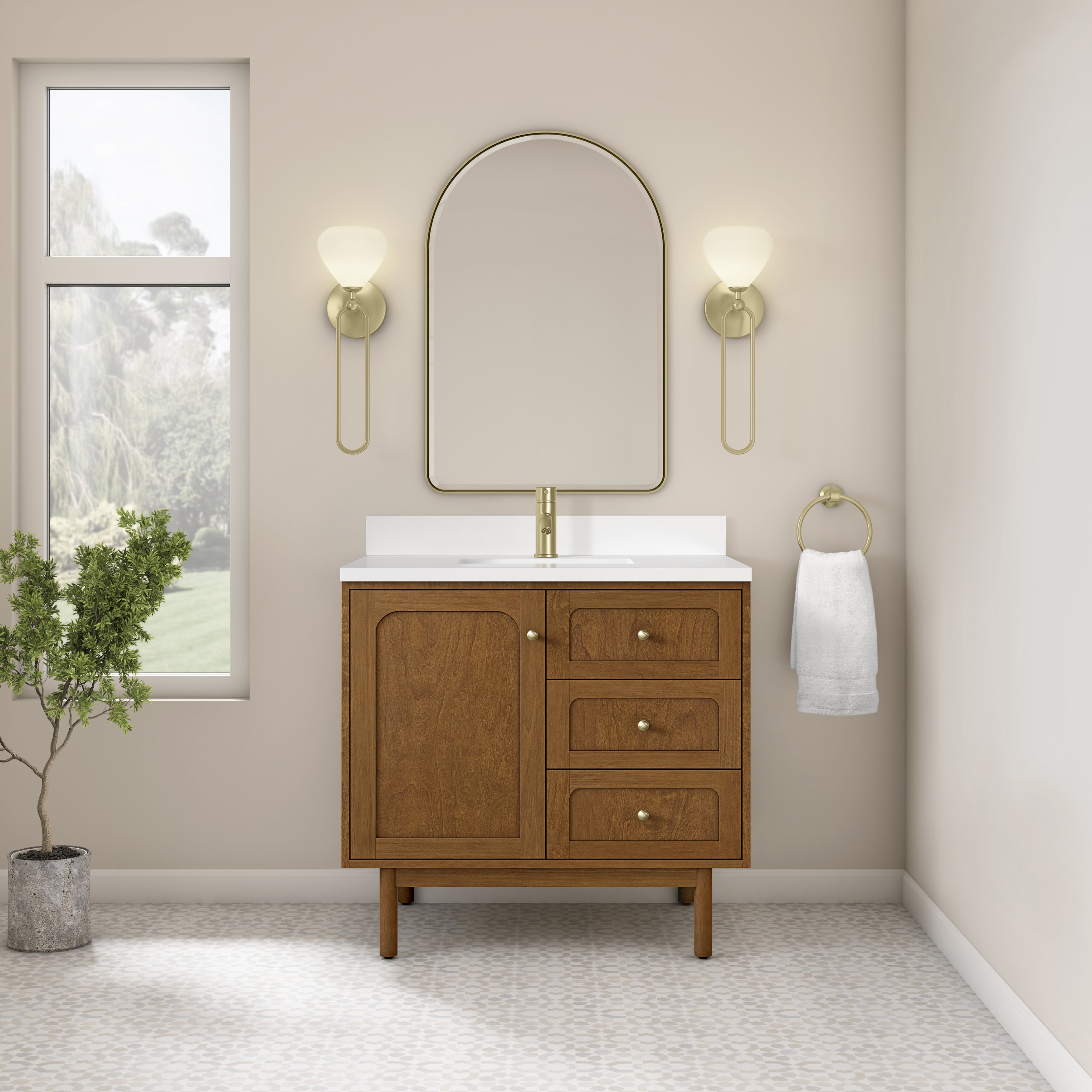 James Martin Laurent 36" Single Vanity in Honey Oak with 3cm Countertop