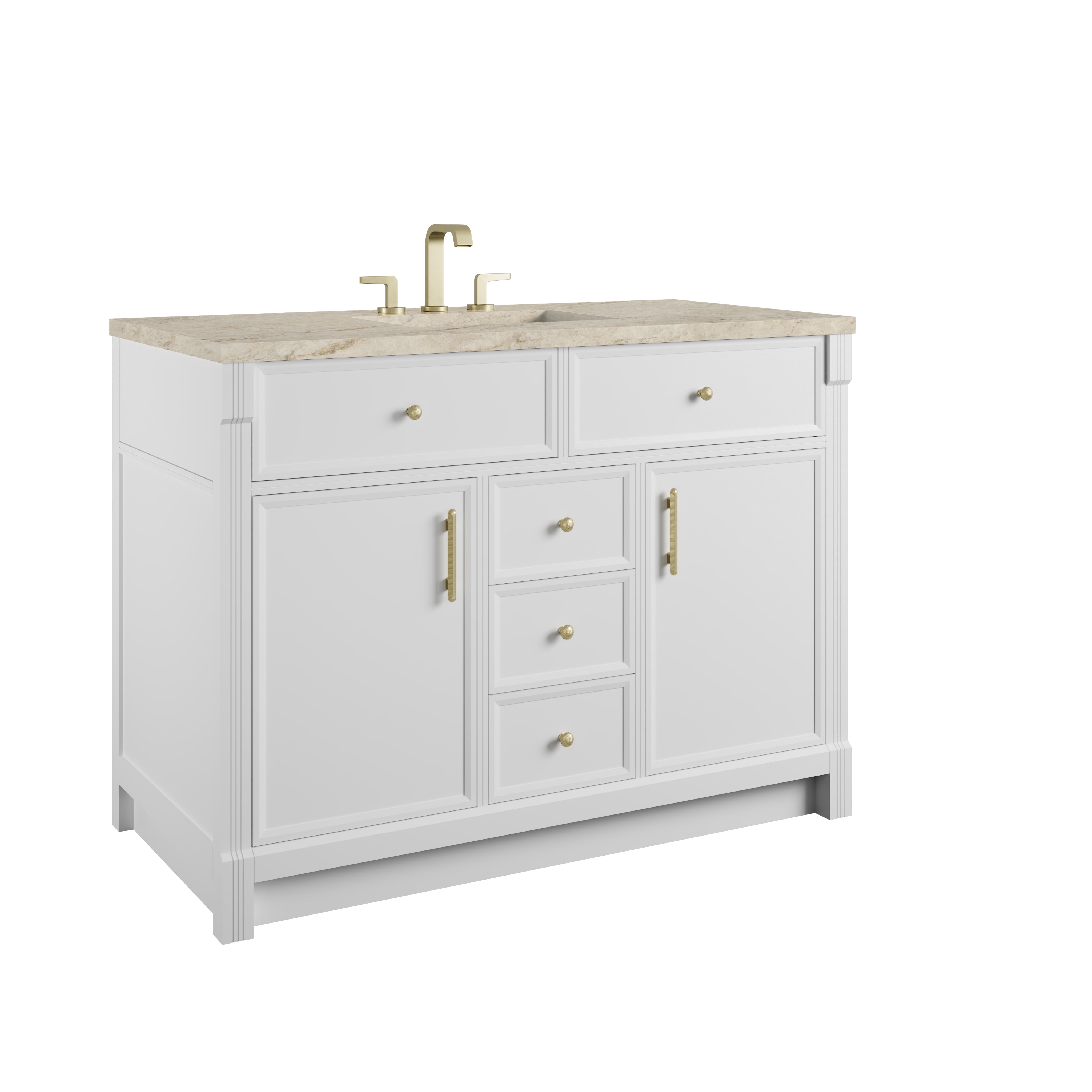 James Martin Bellshire 48" Single Vanity in Bright White with 3cm Countertop