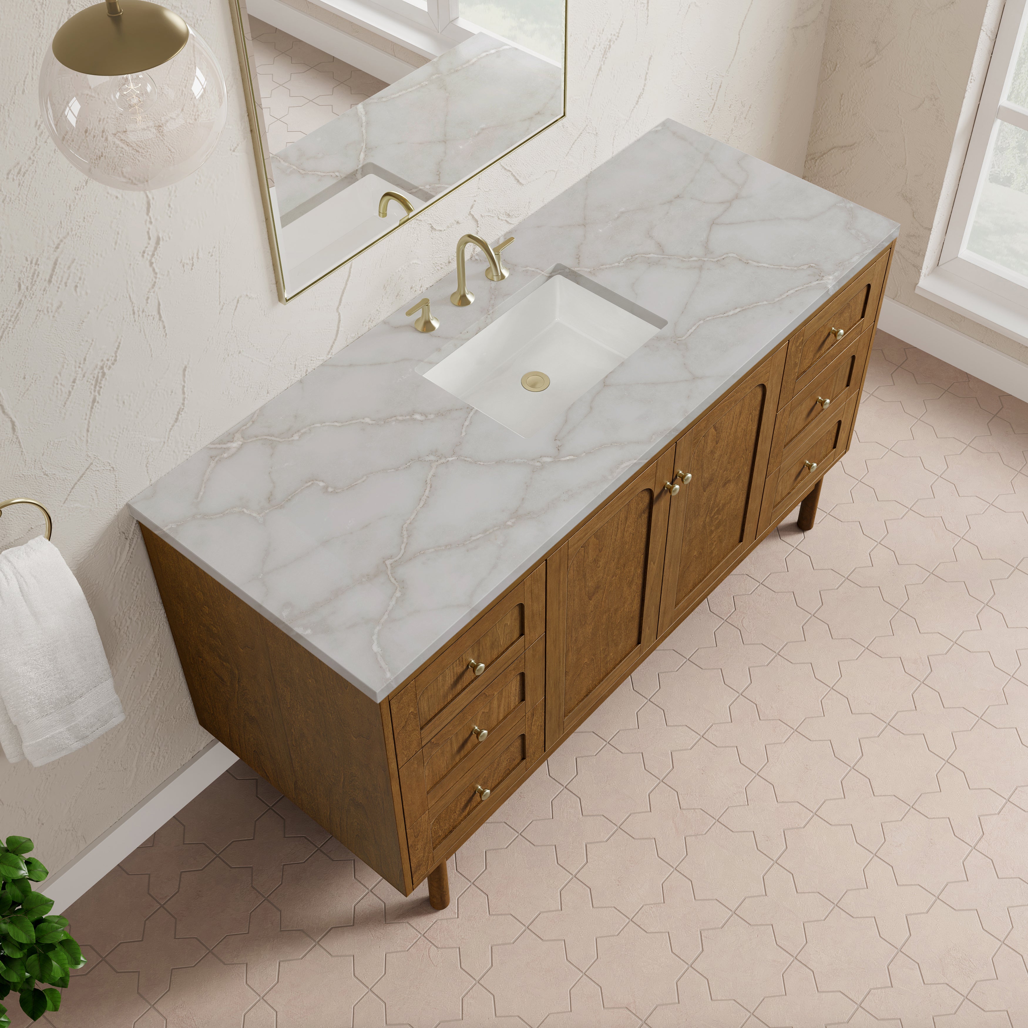 James Martin Laurent 60" Single Vanity in Honey Oak with 3cm Countertop