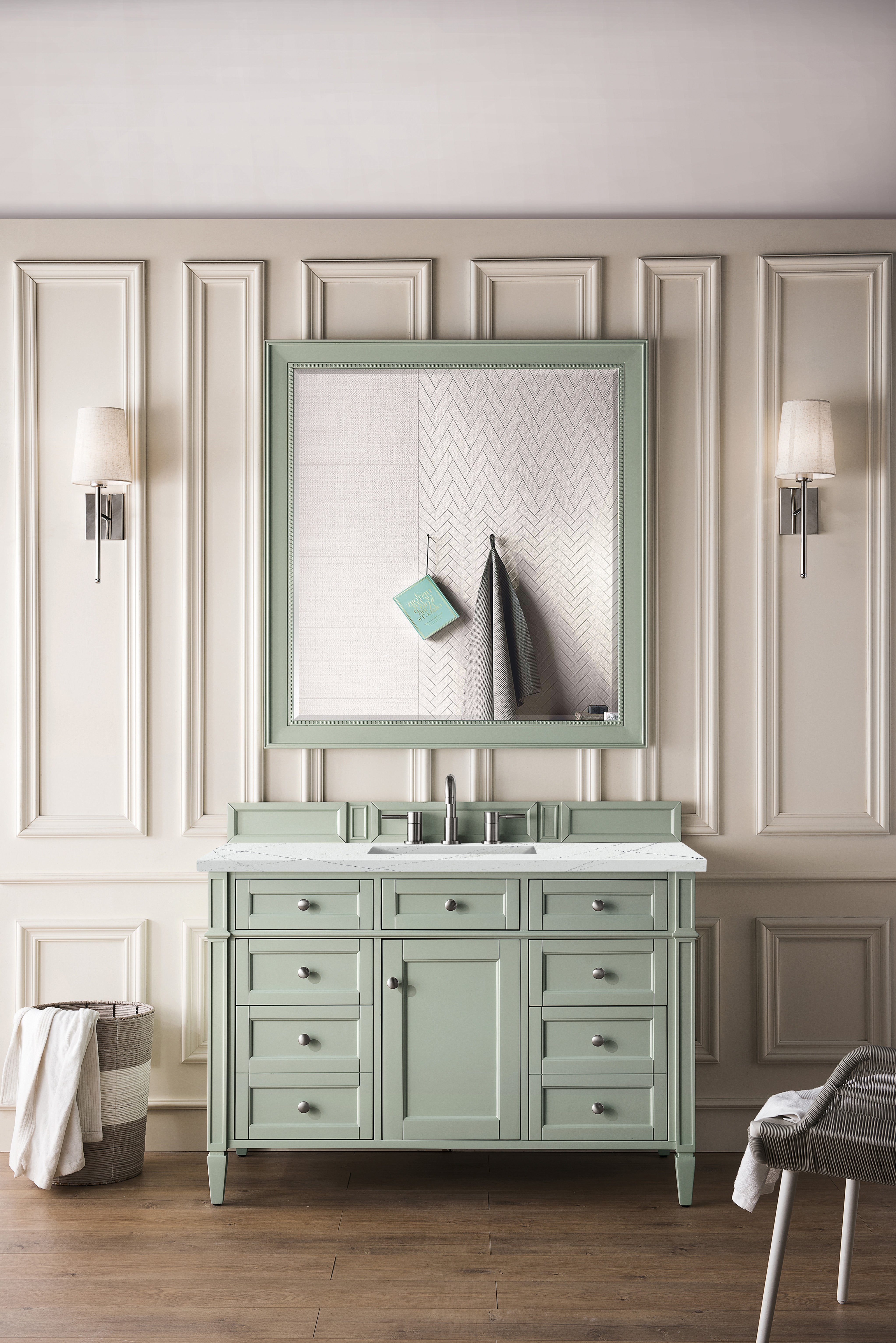 James Martin Brittany 48" Single Vanity in Sage Green with 3cm Countertop
