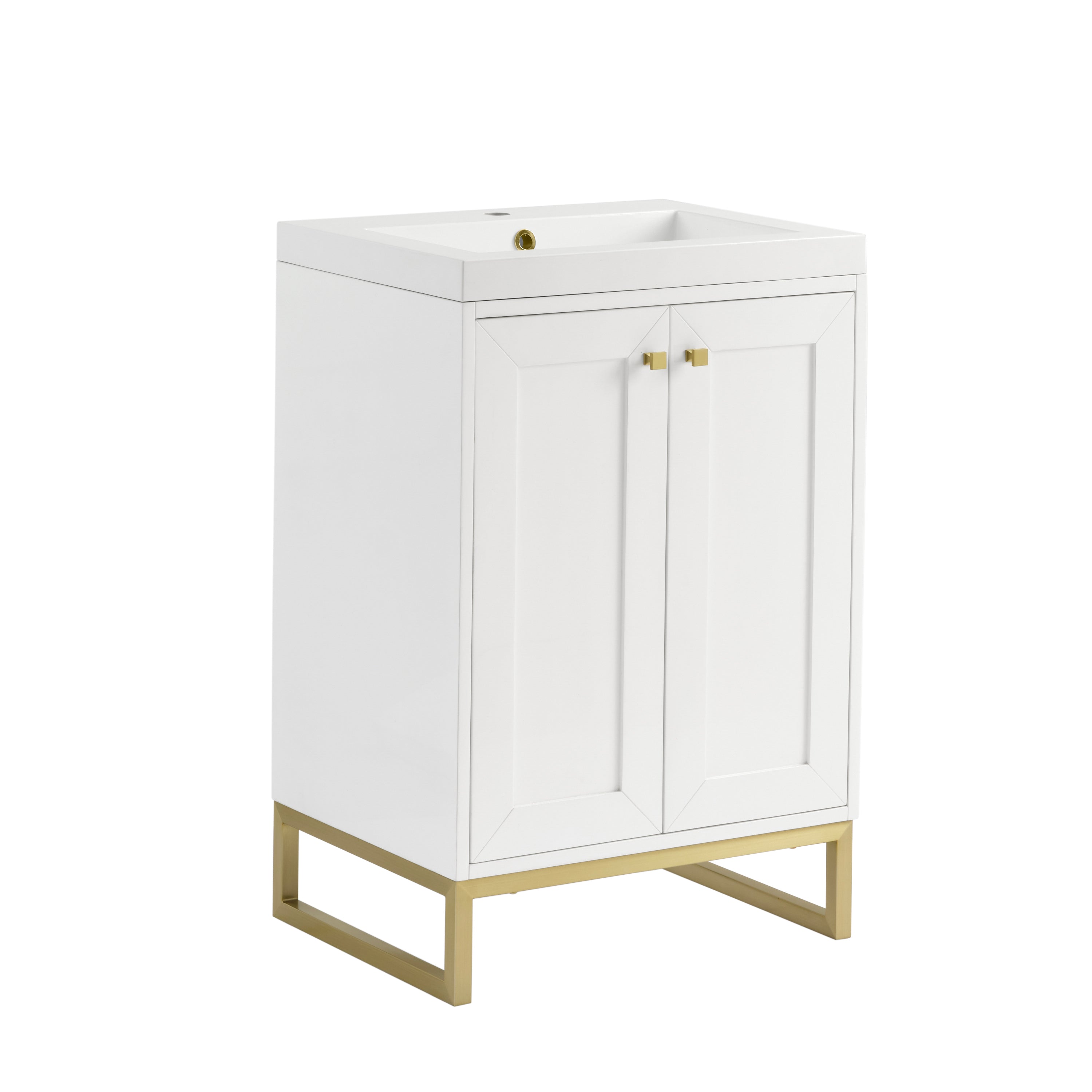 James Martin Chianti 24" Single Vanity in Glossy White with White Glossy Composite Stone Top