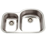 Houzer Medallion 32" Stainless Steel Undermount 30/70 Double Small Left Bowl Kitchen Sink with Strainer