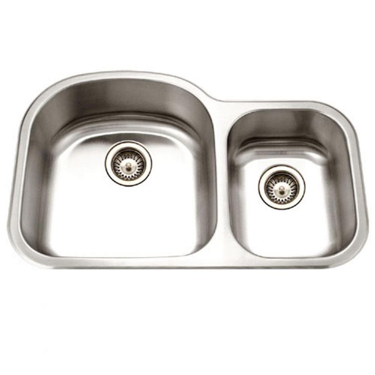 Houzer Medallion 32" Stainless Steel Undermount 70/30 Double Small Right Bowl Kitchen Sink with Strainer