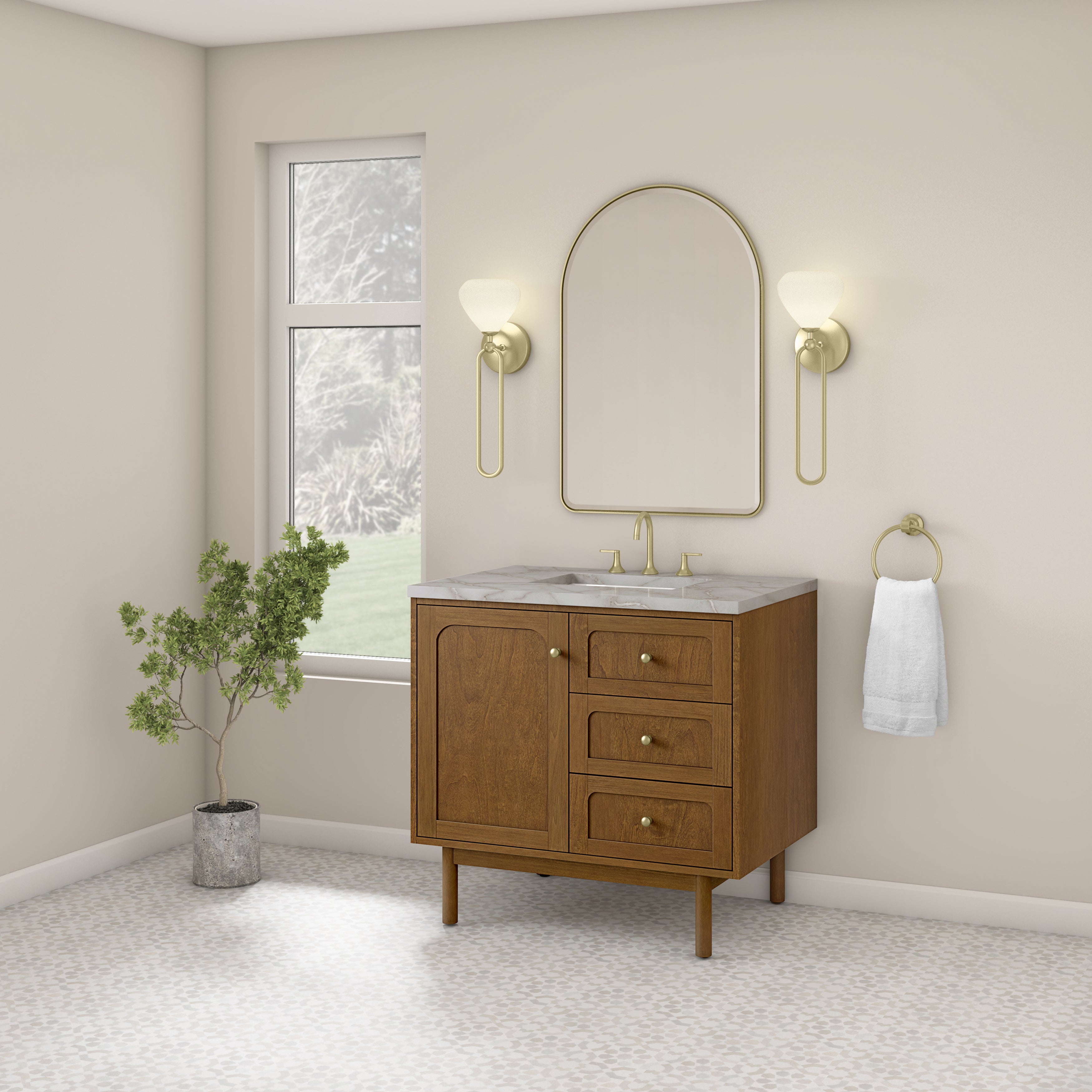James Martin Laurent 36" Single Vanity in Honey Oak with 3cm Countertop