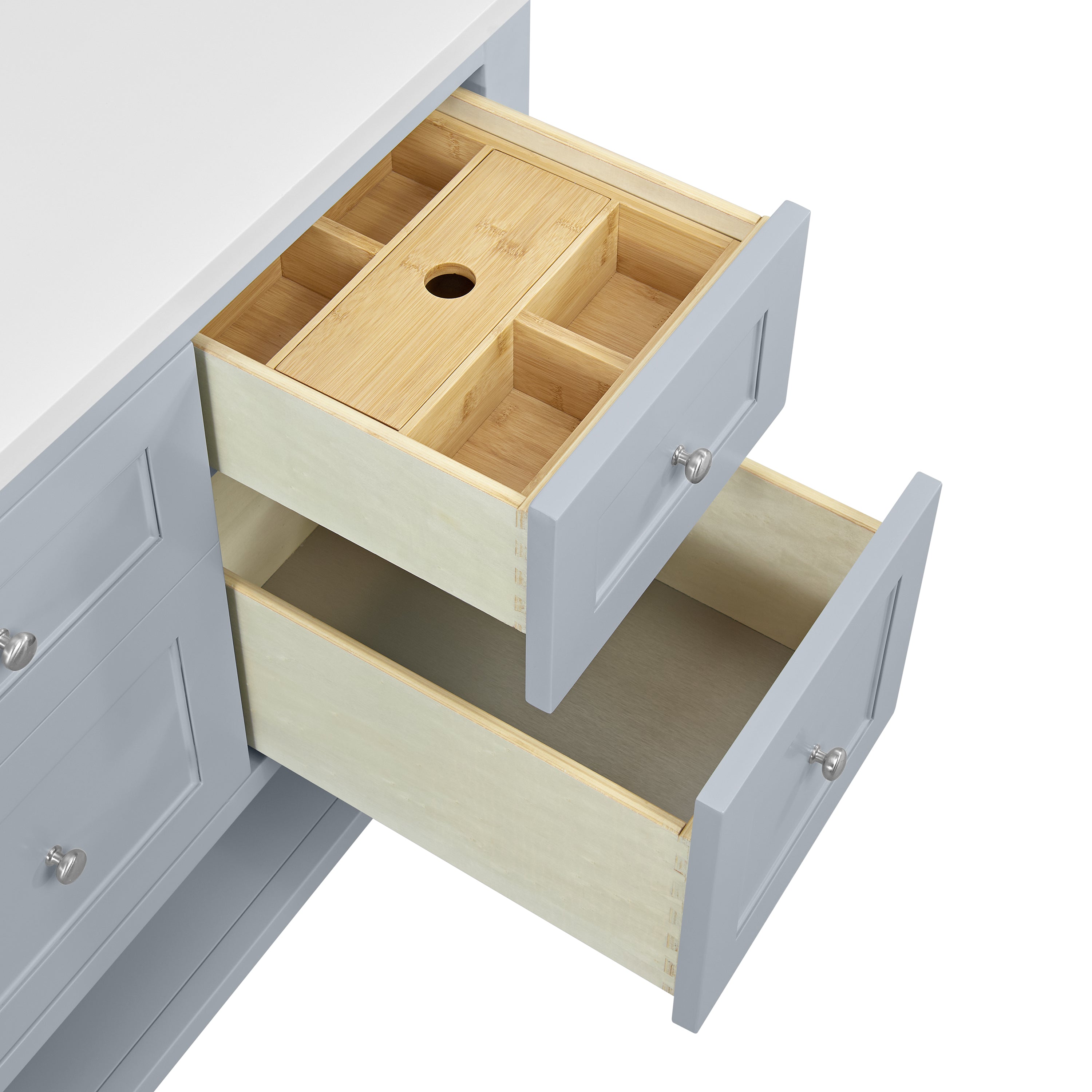 James Martin Breckenridge 60" Single Vanity in Serenity Blue with 3cm Countertop and FreePower Wireless Charger