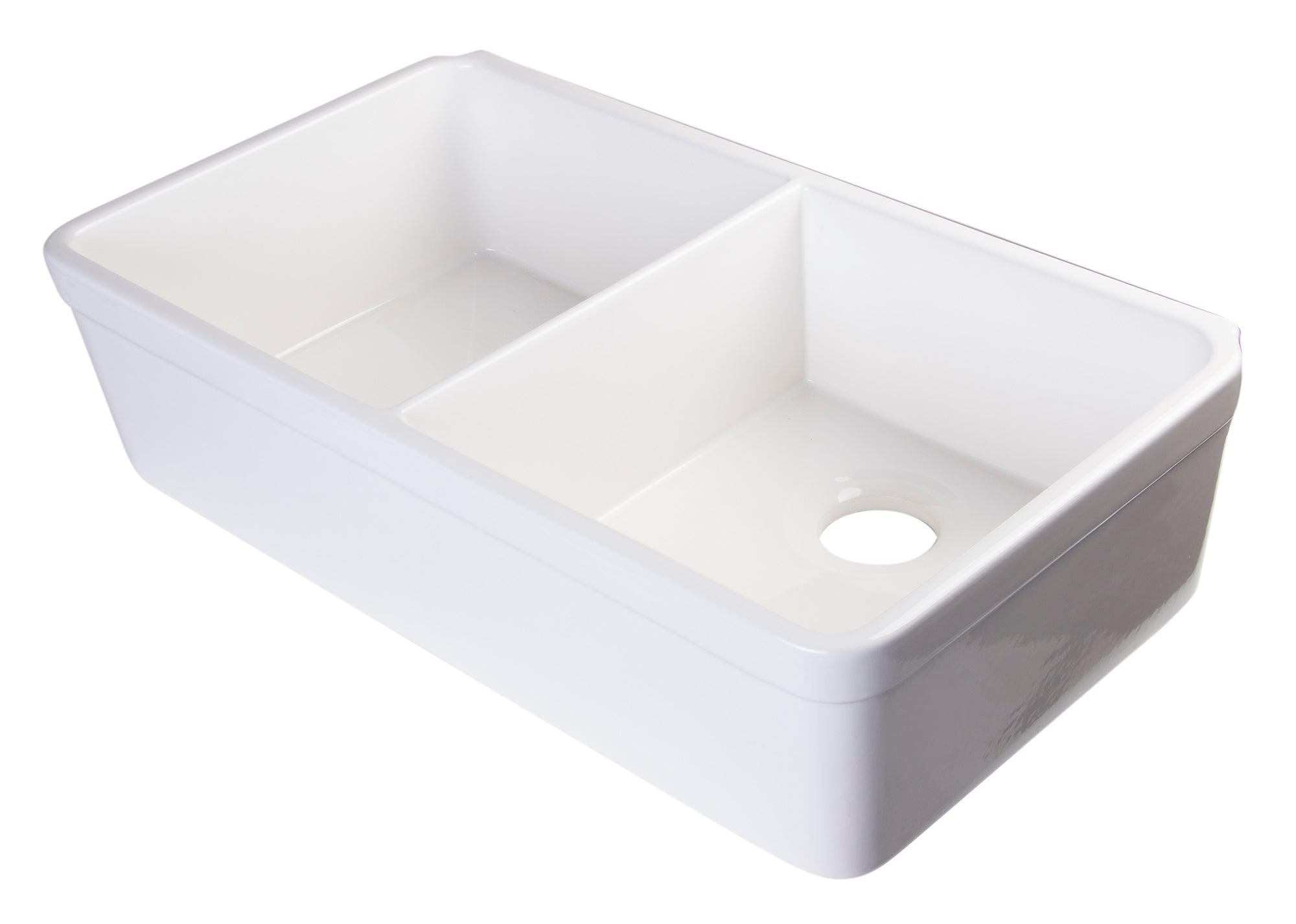 ALFI brand AB512UM AB512UM-W 32 inch White Double Bowl Fireclay Undermount Kitchen Sink