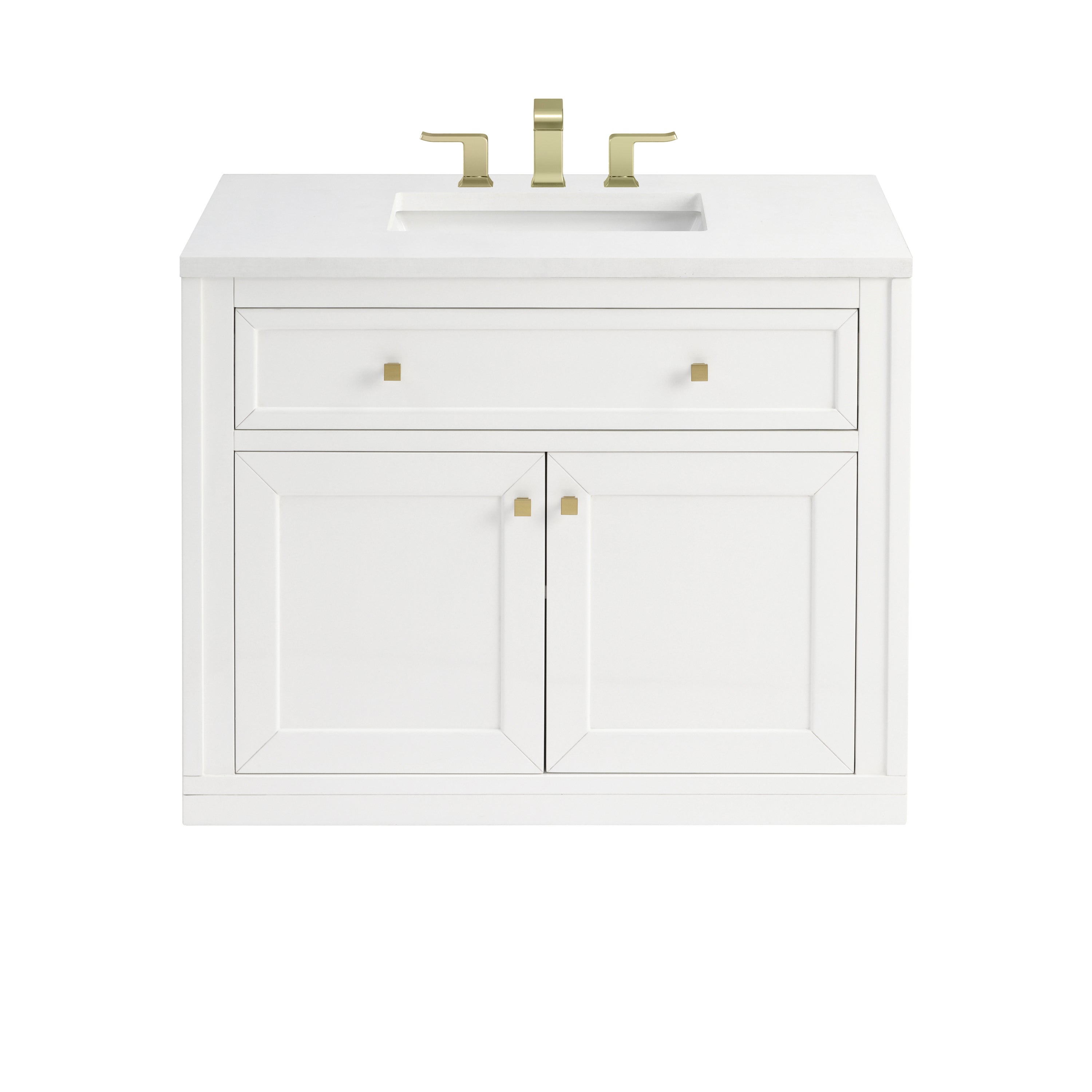 James Martin Chicago 36" Single Vanity in Glossy White with 3cm Countertop