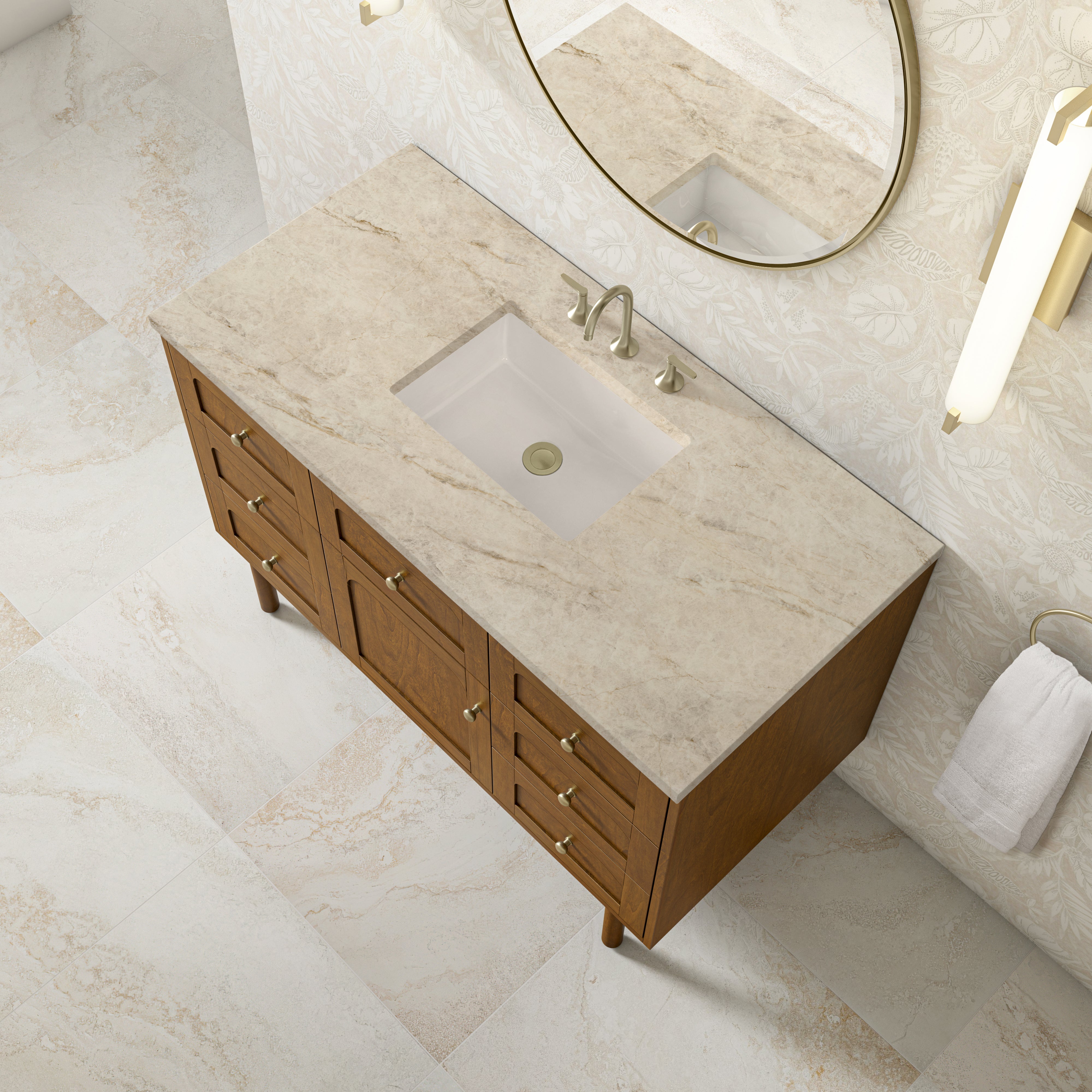 James Martin Laurent 48" Single Vanity in Honey Oak with 3cm Countertop