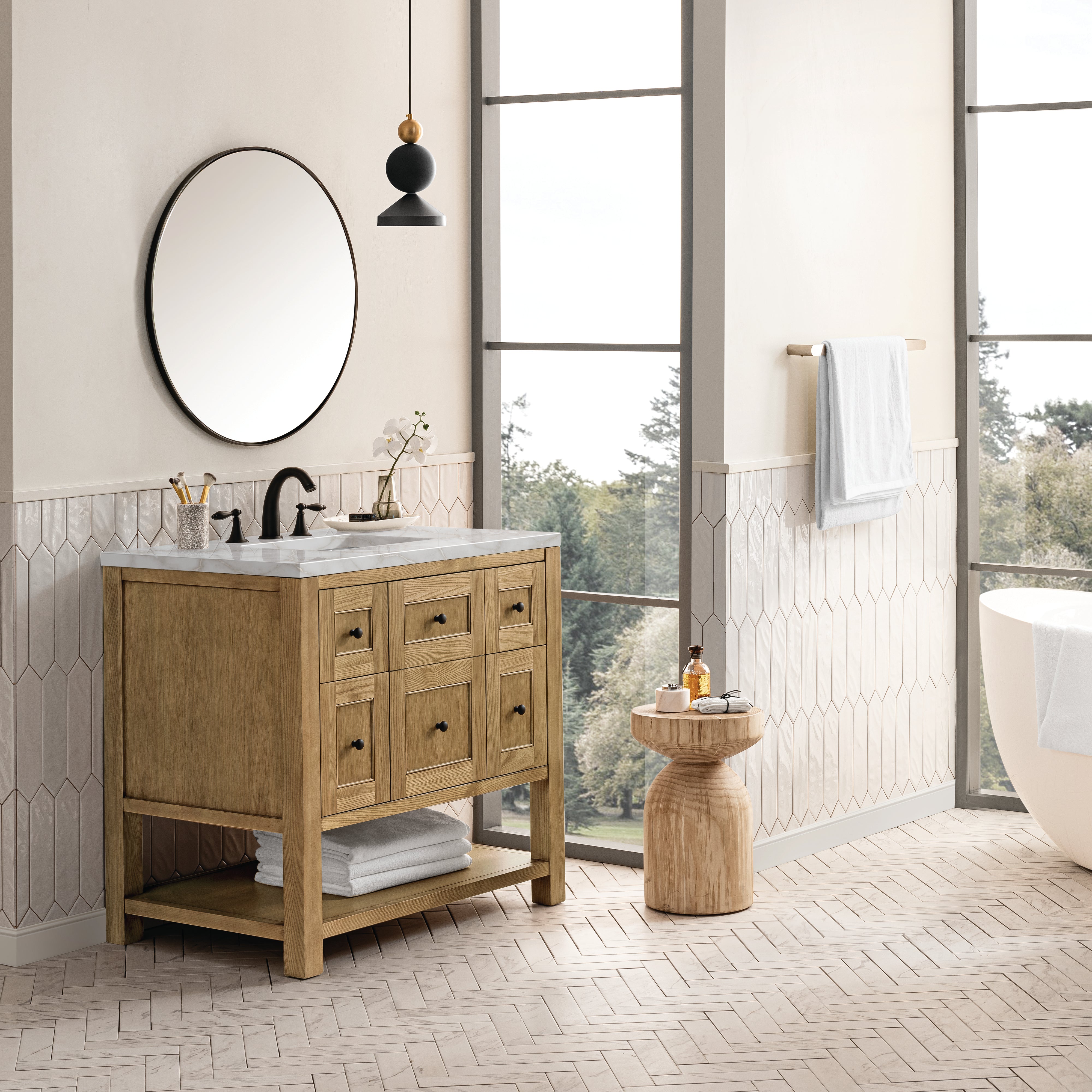 James Martin Breckenridge 36" Single Vanity in Light Natural Oak with 3cm Countertop