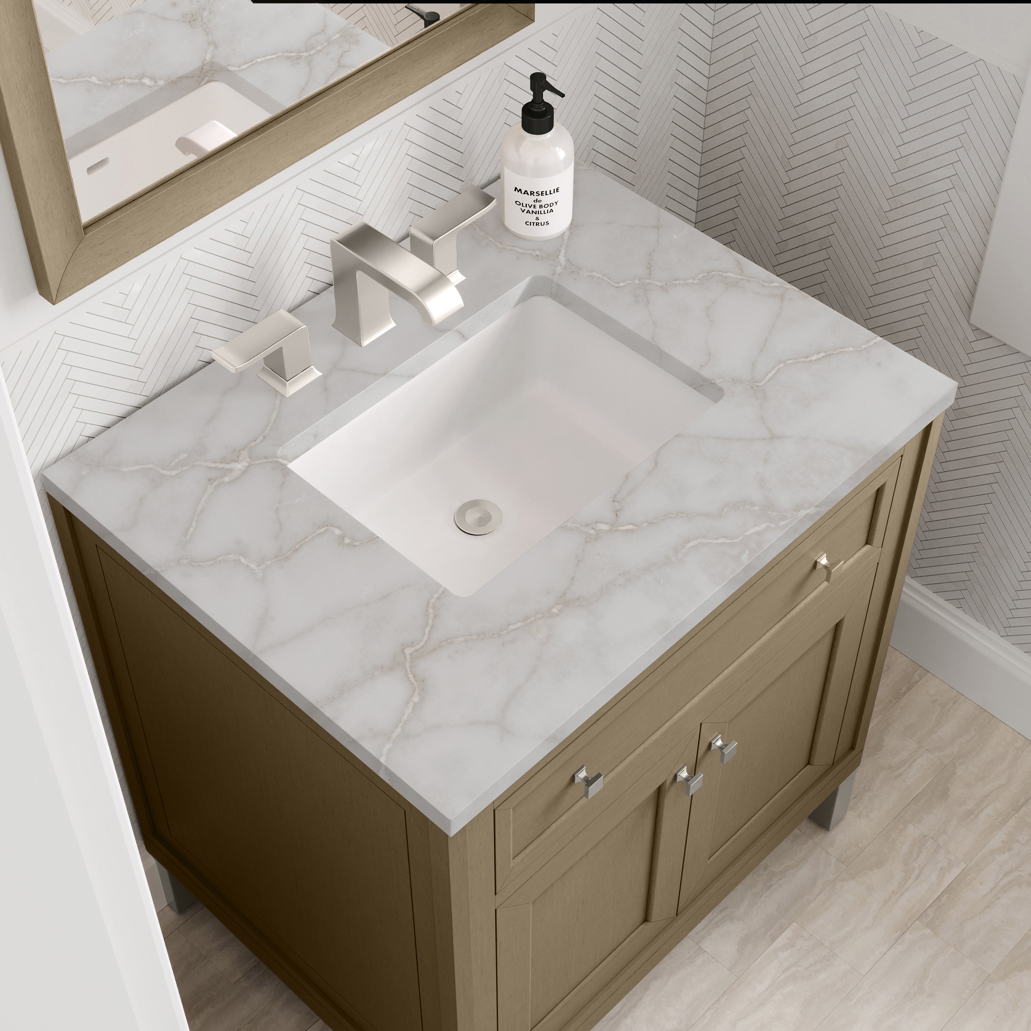 James Martin Chicago 30" Single Vanity in Walnut Whisper with 3cm Countertop