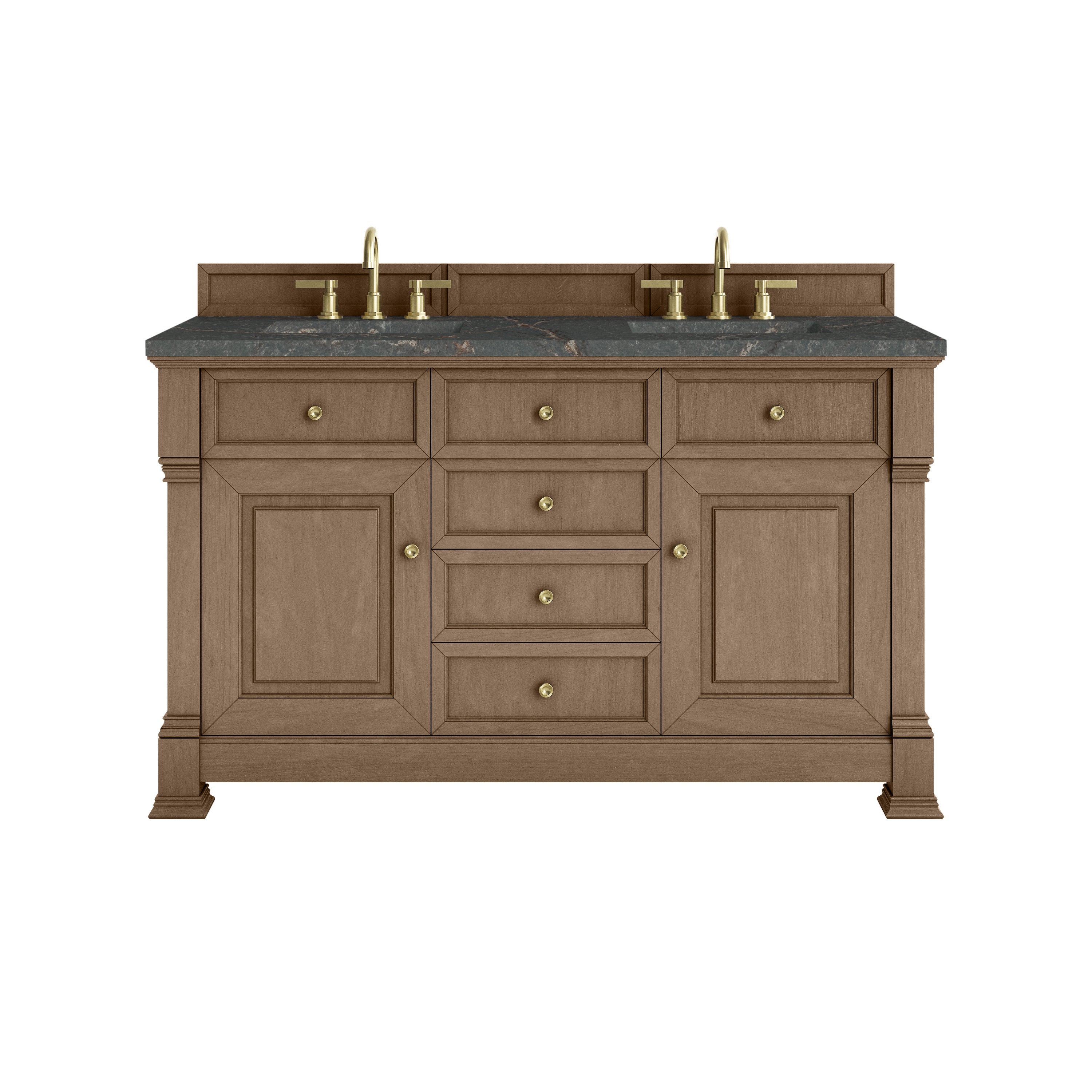James Martin Brookfield 60" Double Vanity in Pecan with 3cm Countertop and FreePower Wireless Charger