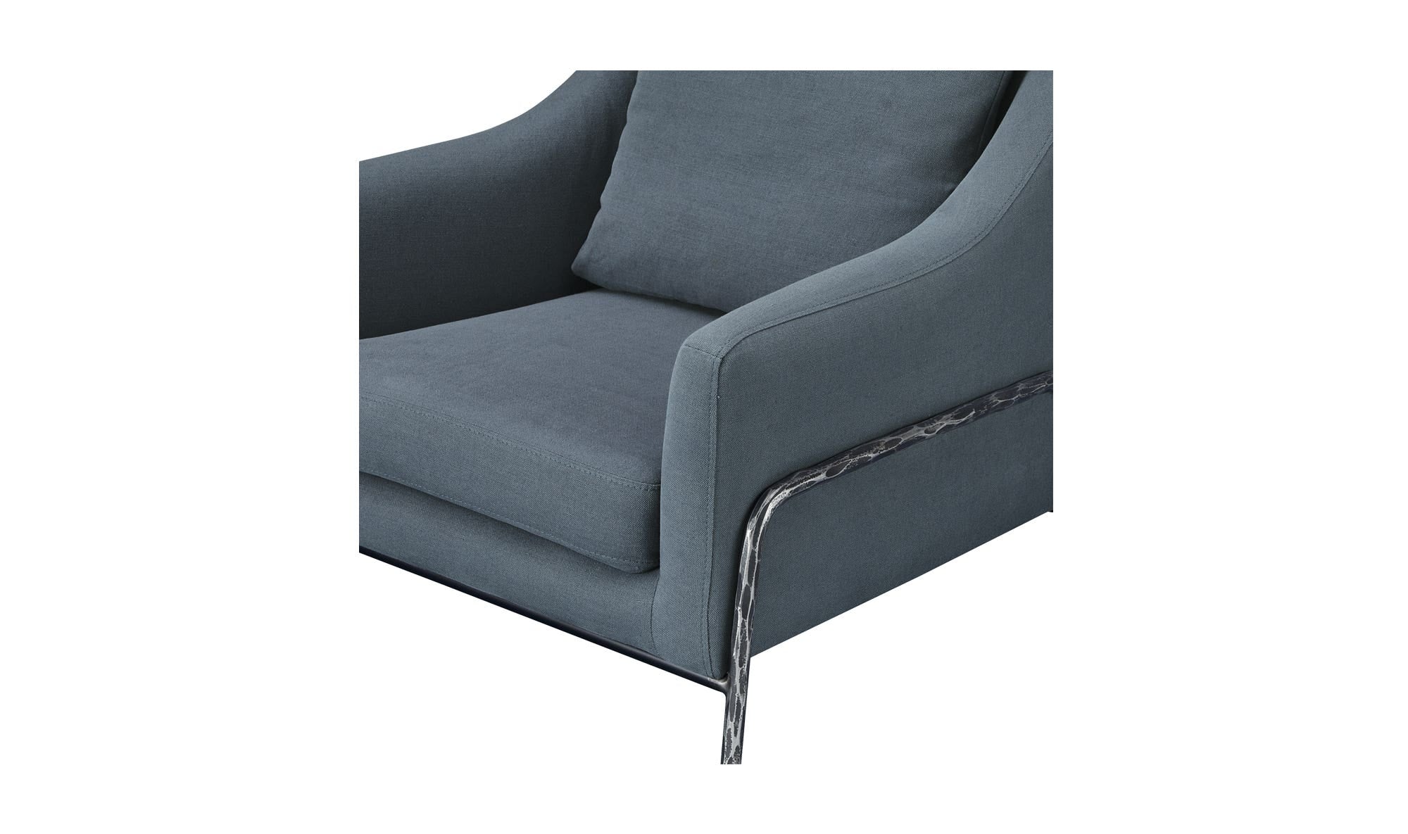 Moes Archer Accent Chair Slate Blue Linen Blend ME-1063