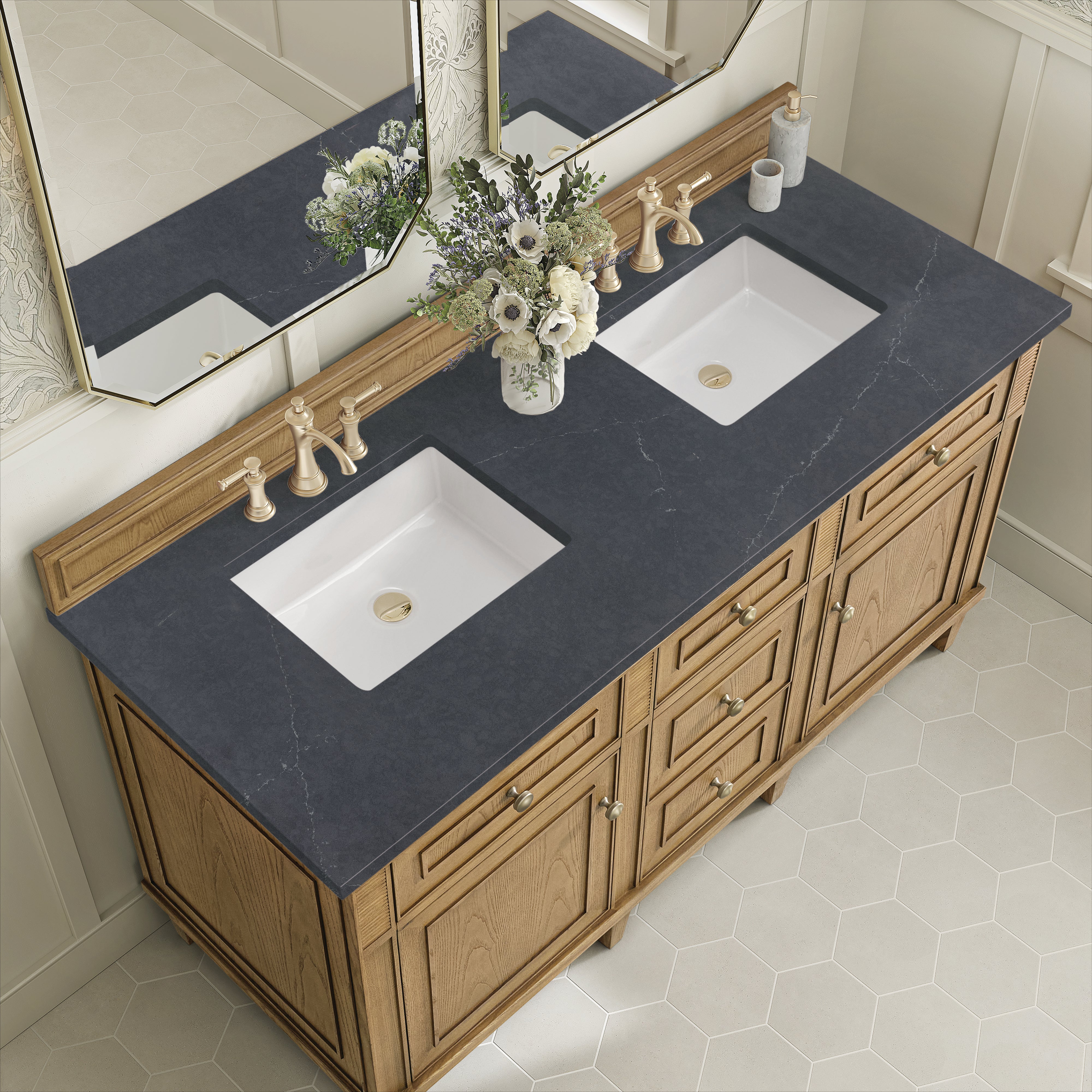 James Martin Lorelai 60" Double Vanity in Light Natural Oak with 3cm Countertop