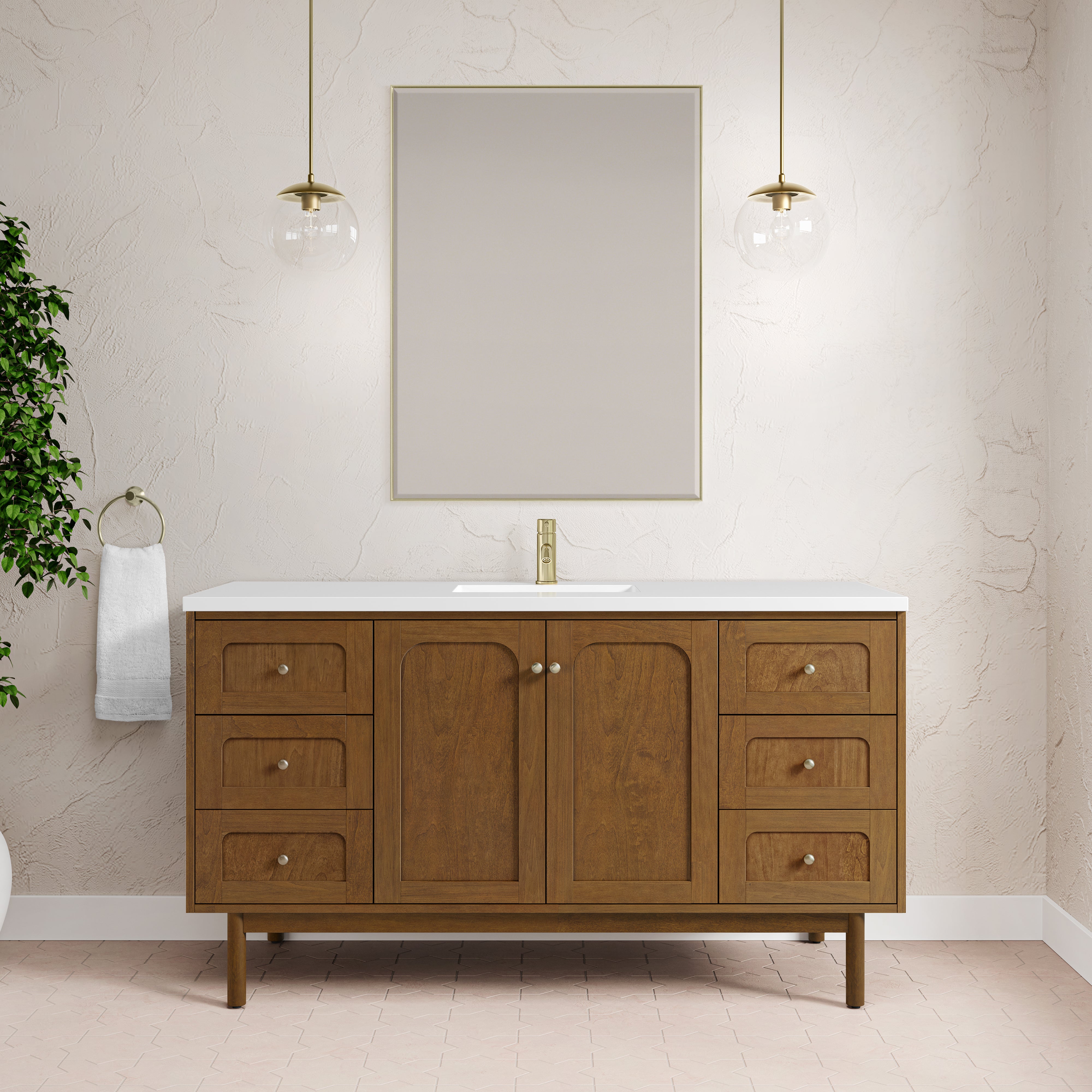 James Martin Laurent 60" Single Vanity in Honey Oak with 3cm Countertop