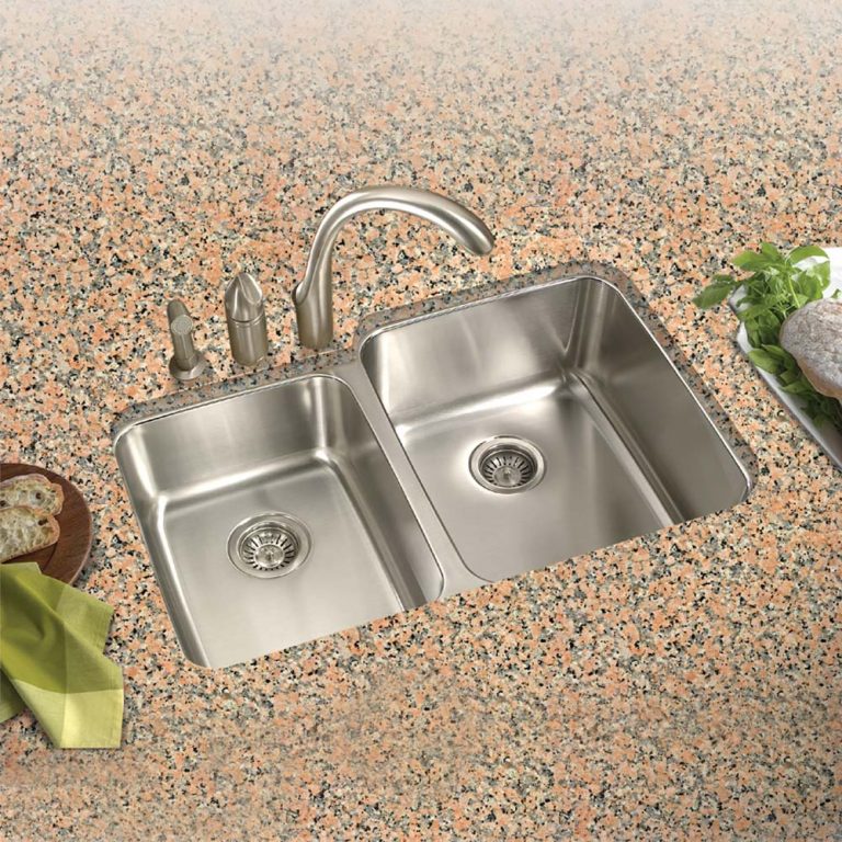 Houzer Medallion 32" Stainless Steel Undermount 40/60 Double Bowl Kitchen Sink with Small Left Bowl with Strainer