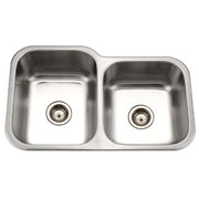 Houzer Medallion Classic 32" Stainless Steel Undermount 60/40 Double Bowl with Small Right Bowl Kitchen Sink with Strainer