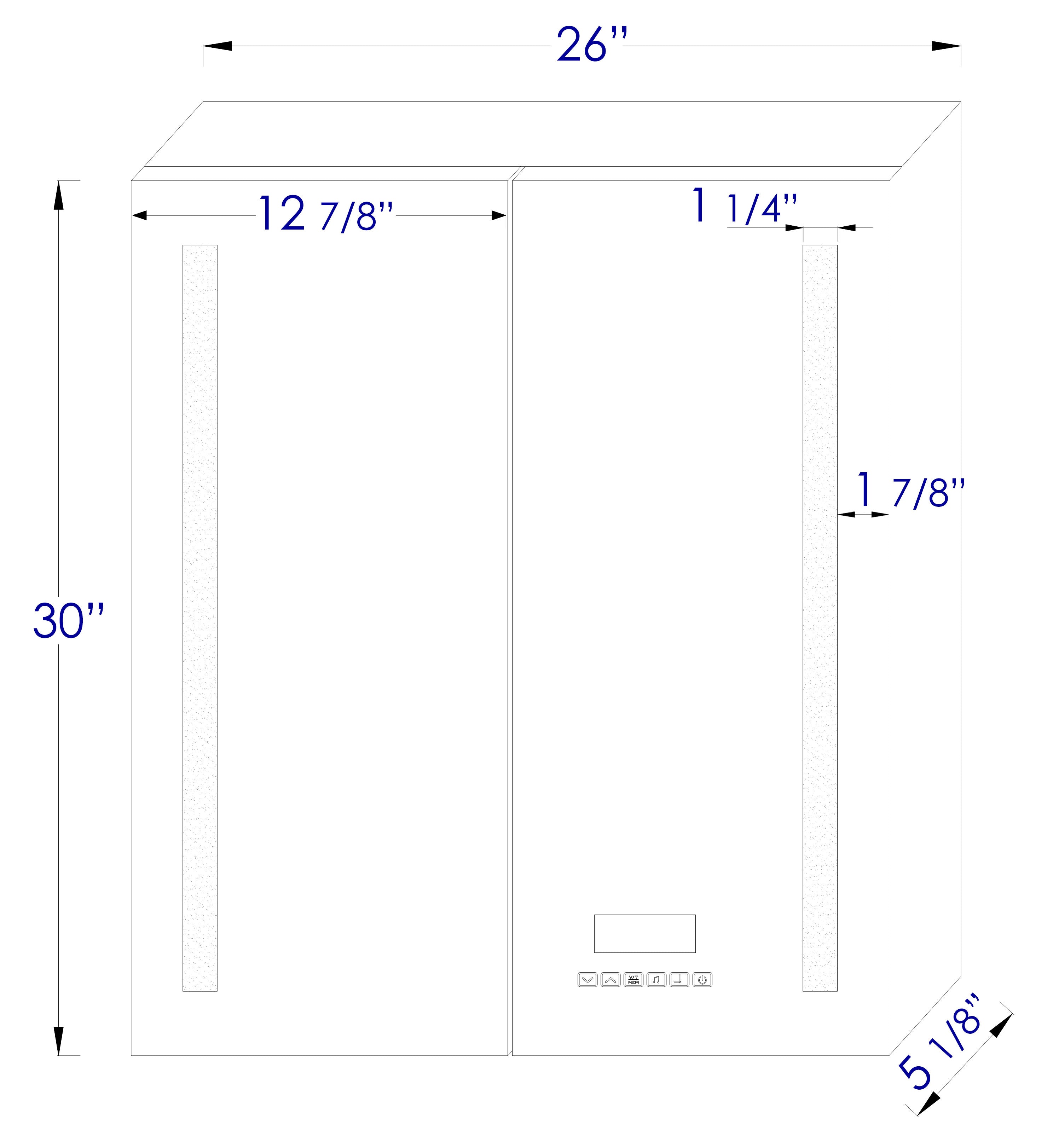 ALFI brand  ABMC2630BT 26" x 30" Double Door LED Light Bluetooth Medicine Cabinet