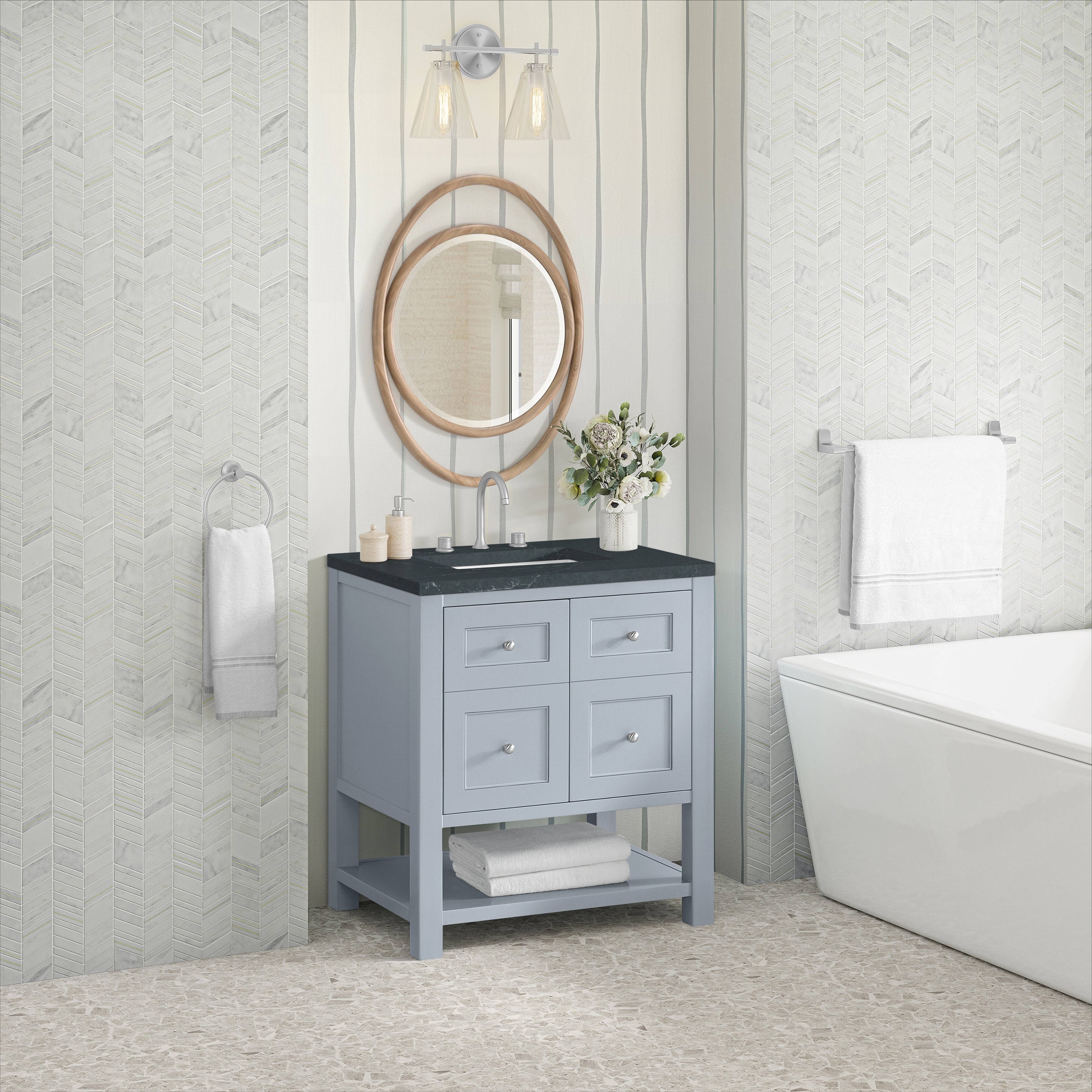 James Martin Breckenridge 30" Single in Serenity Blue with 3cm Countertop