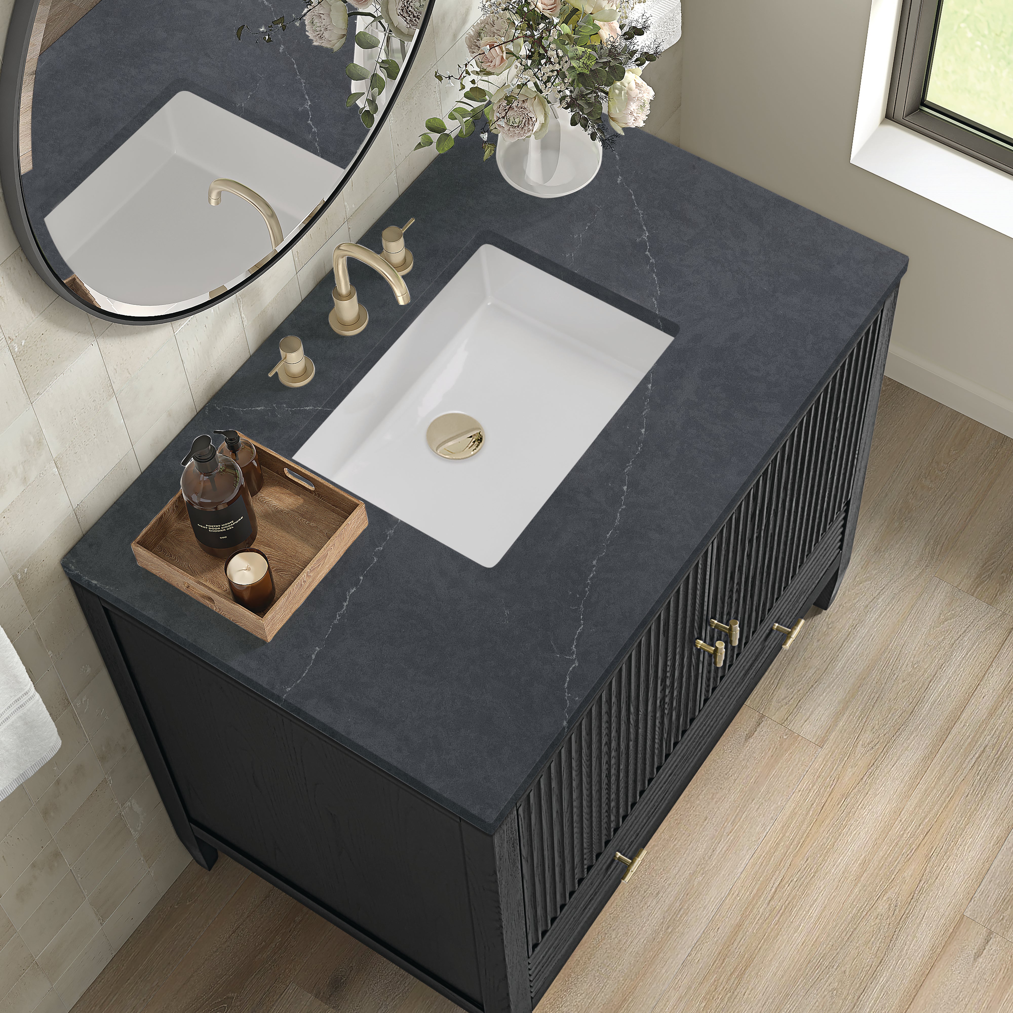 James Martin Myrrin 36" Vanity in Carbon Oak with 3cm Countertop
