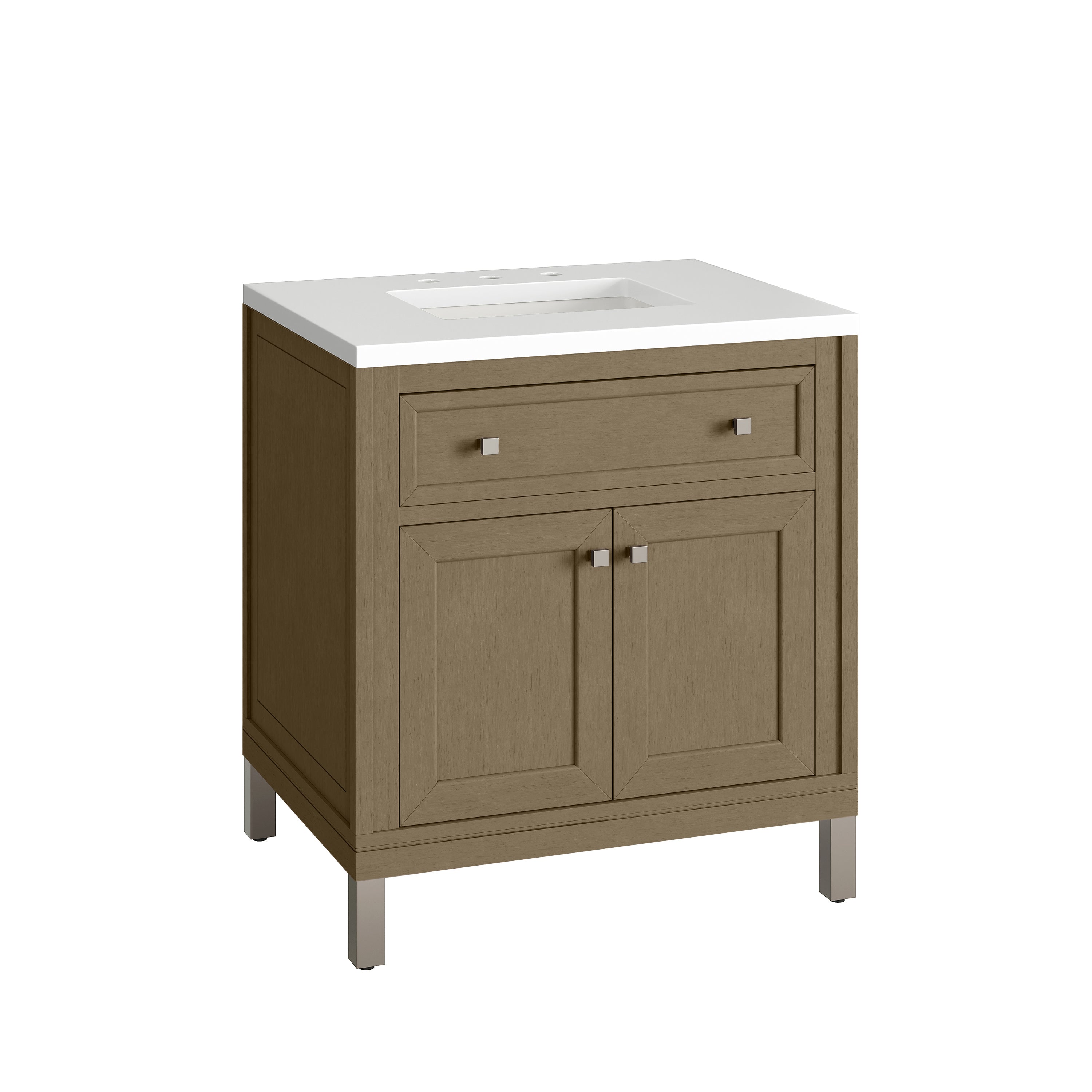James Martin Chicago 30" Single Vanity in Walnut Whisper with 3cm Countertop