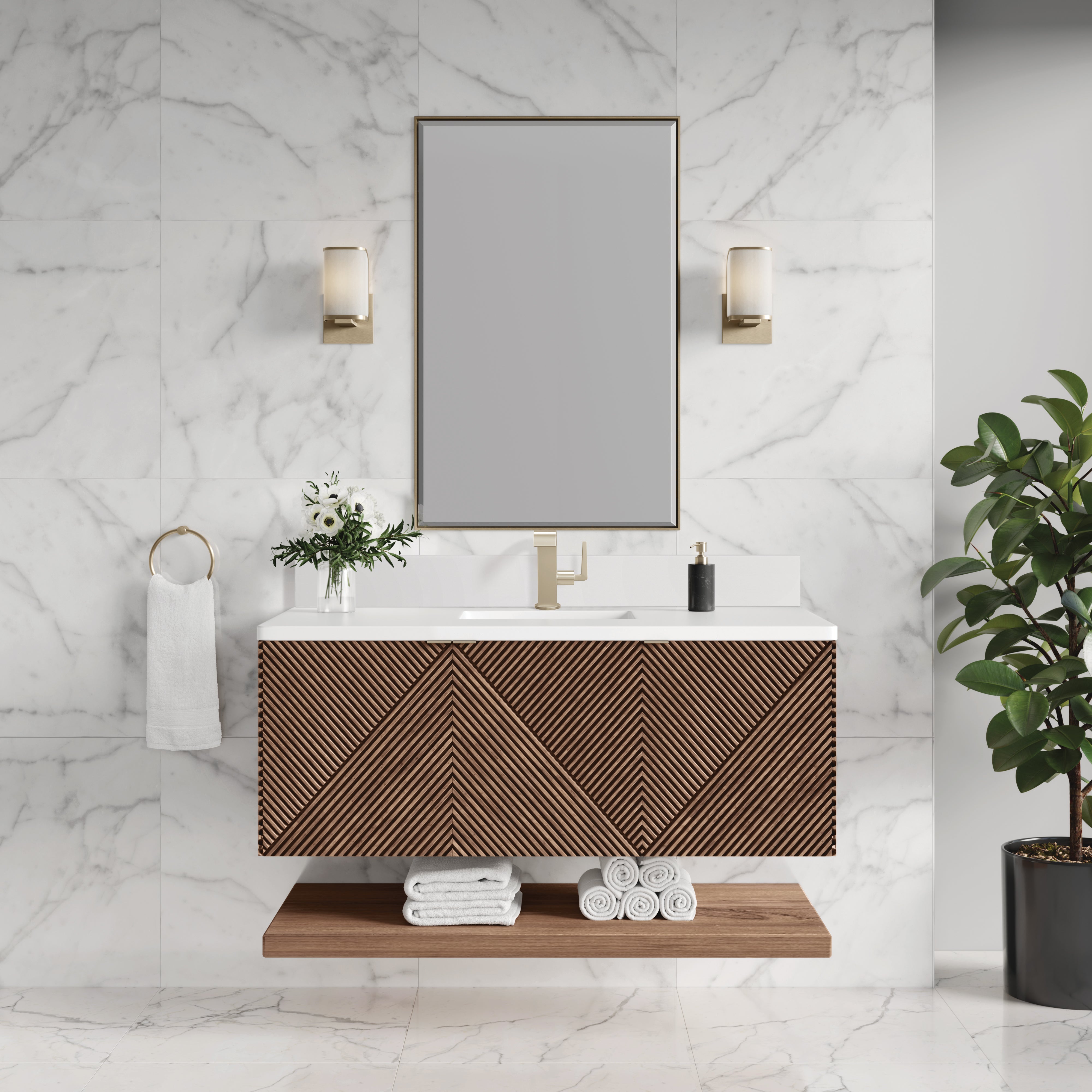 James Martin Marcello 48" Single Vanity in Chestnut with 3cm Countertop