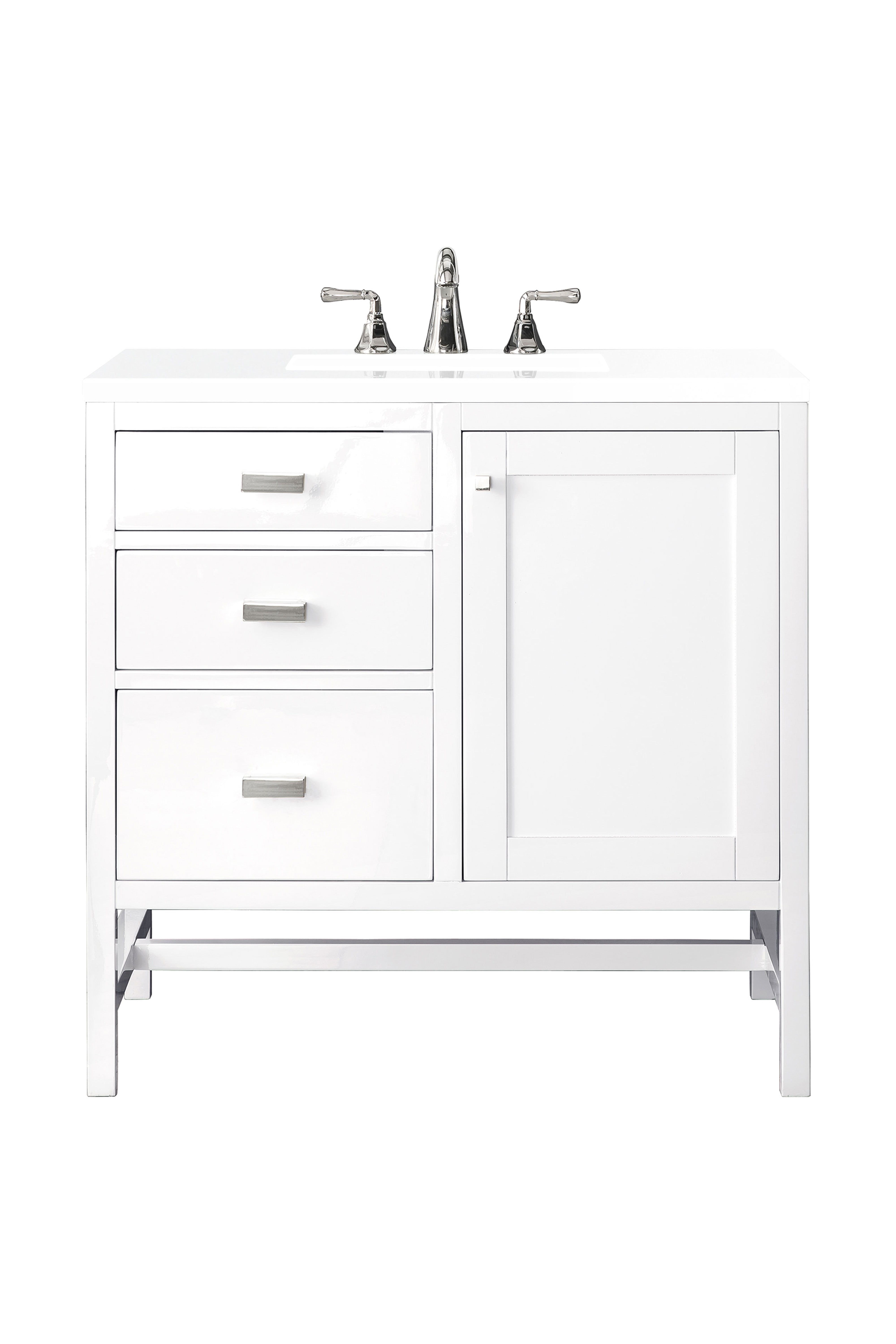 James Martin Addison 36" Single Vanity in Glossy White with 3cm Countertop