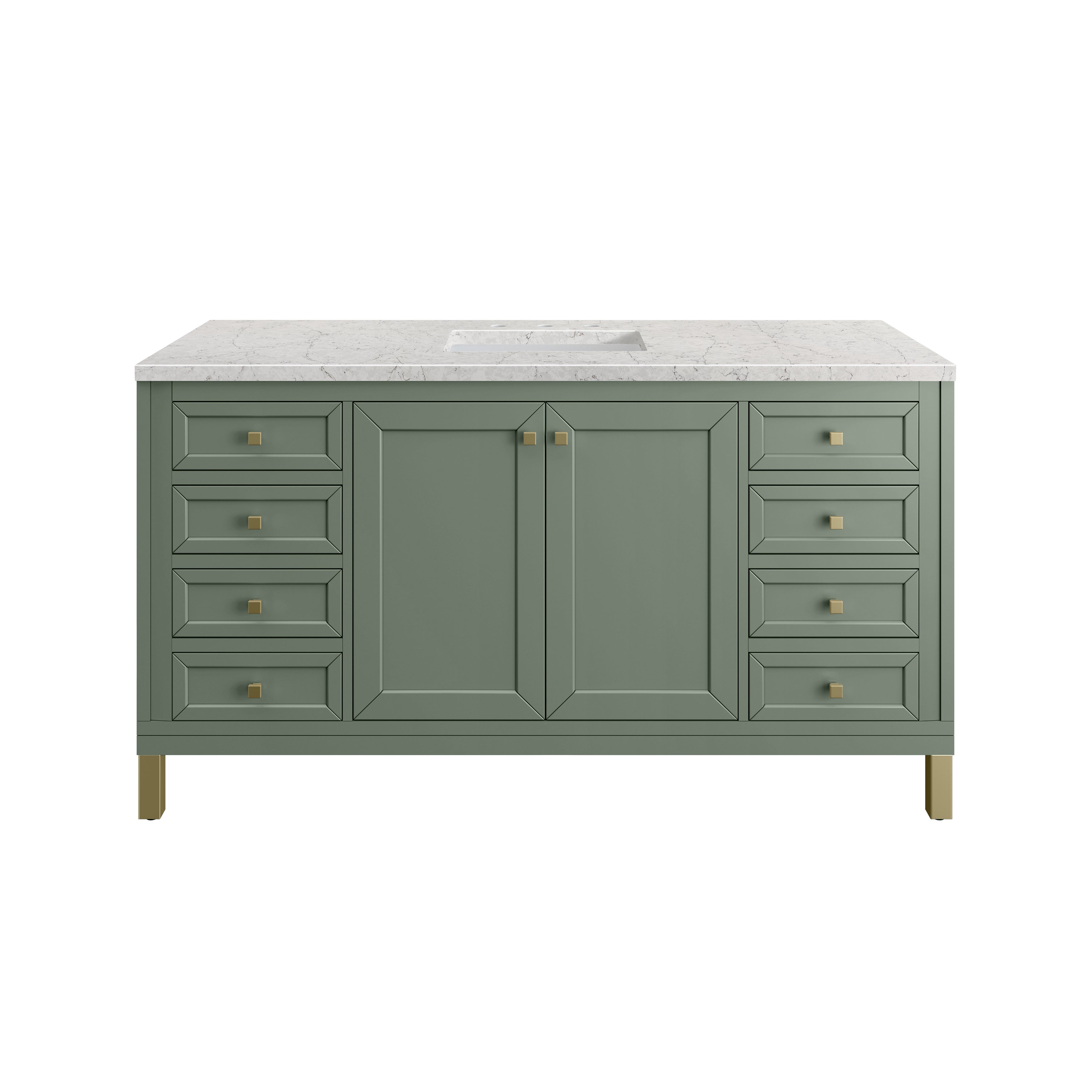 James Martin Chicago 60" Single Vanity in Smokey Celadon with 3cm Countertop