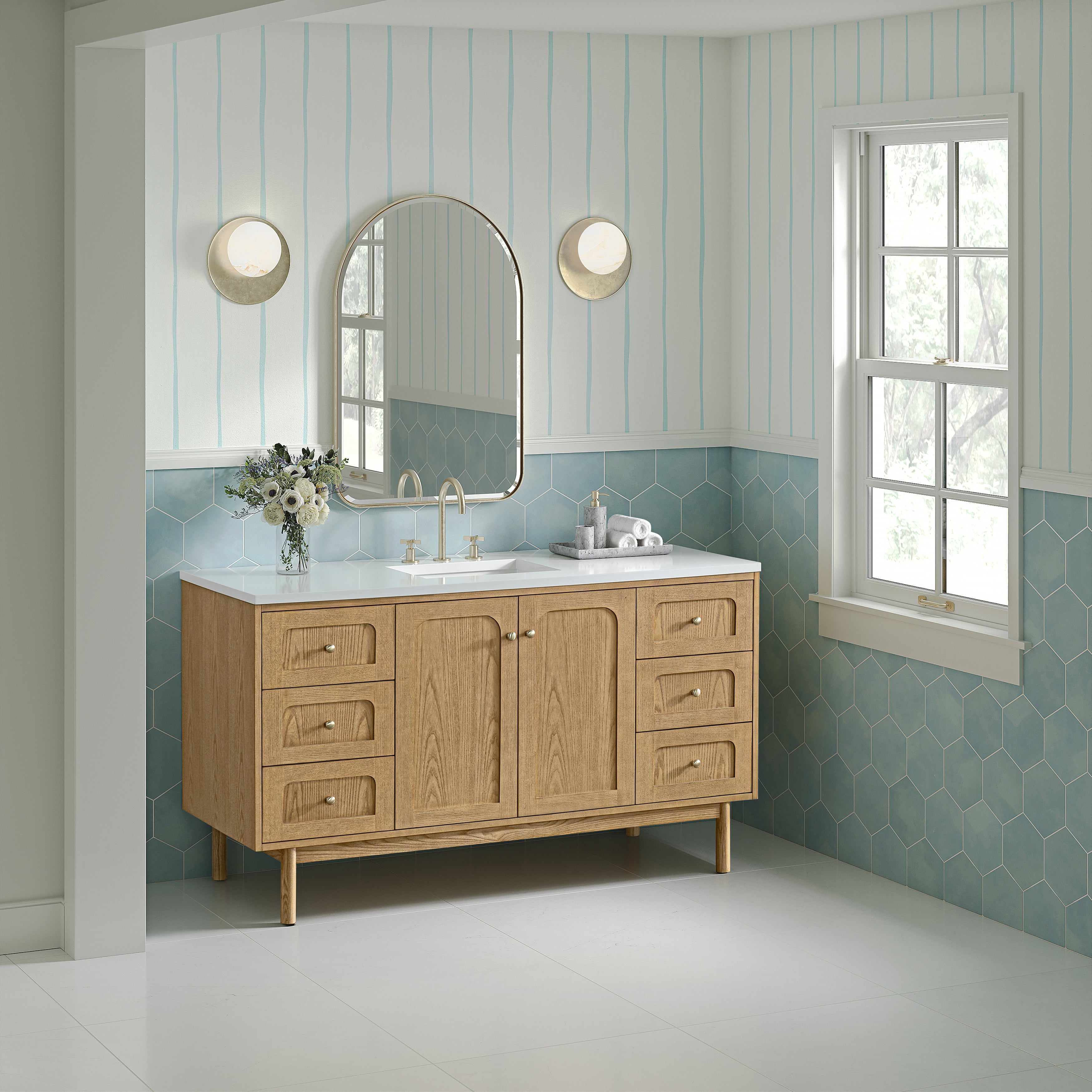 James Martin Laurent 60" Single Vanity in Light Natural Oak with 3cm Countertop