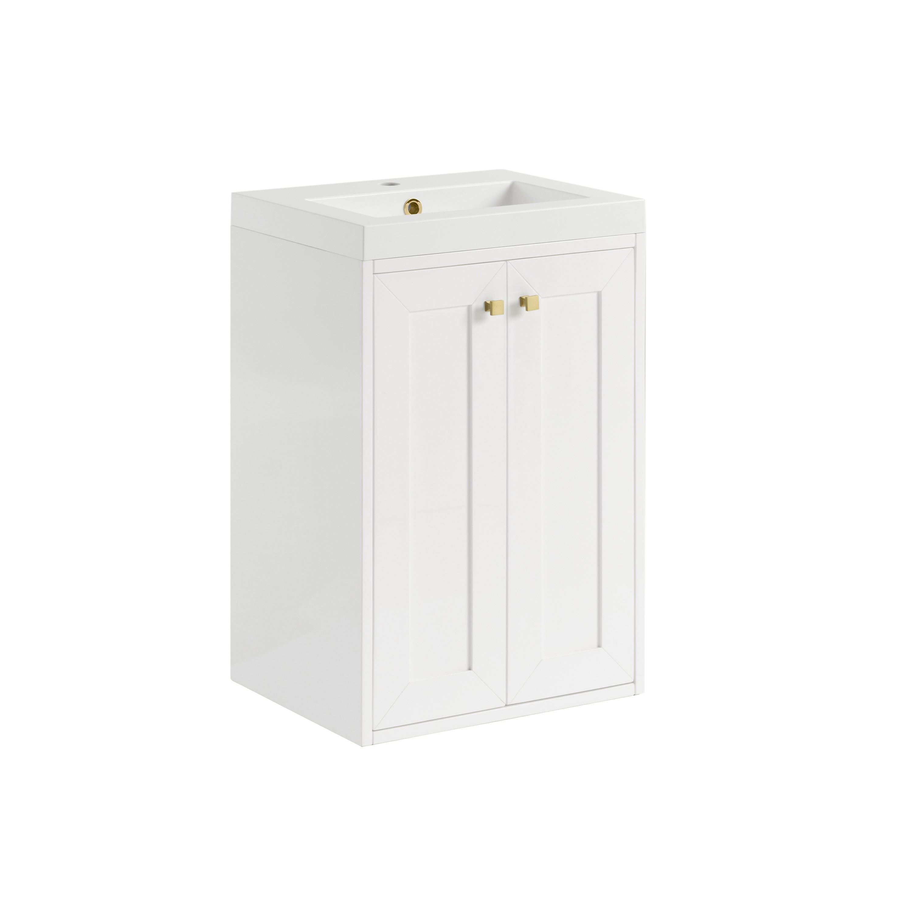James Martin Chianti 20" Single Vanity in Glossy White with White Glossy Composite Stone Top